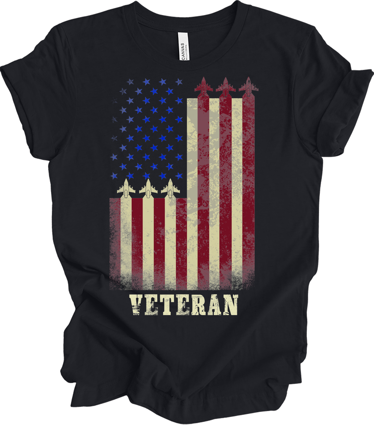 American Flag Veteran T-Shirt in Vintage Black