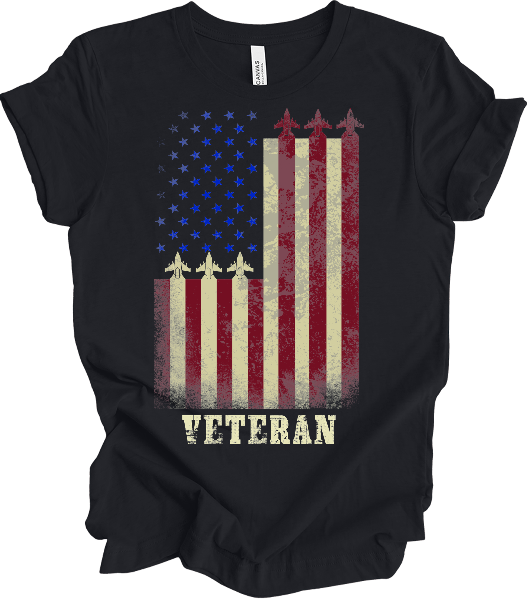 American Flag Veteran T-Shirt in Vintage Black
