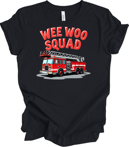 Wee Woo Squad Fire Truck T-Shirt in Vintage Black