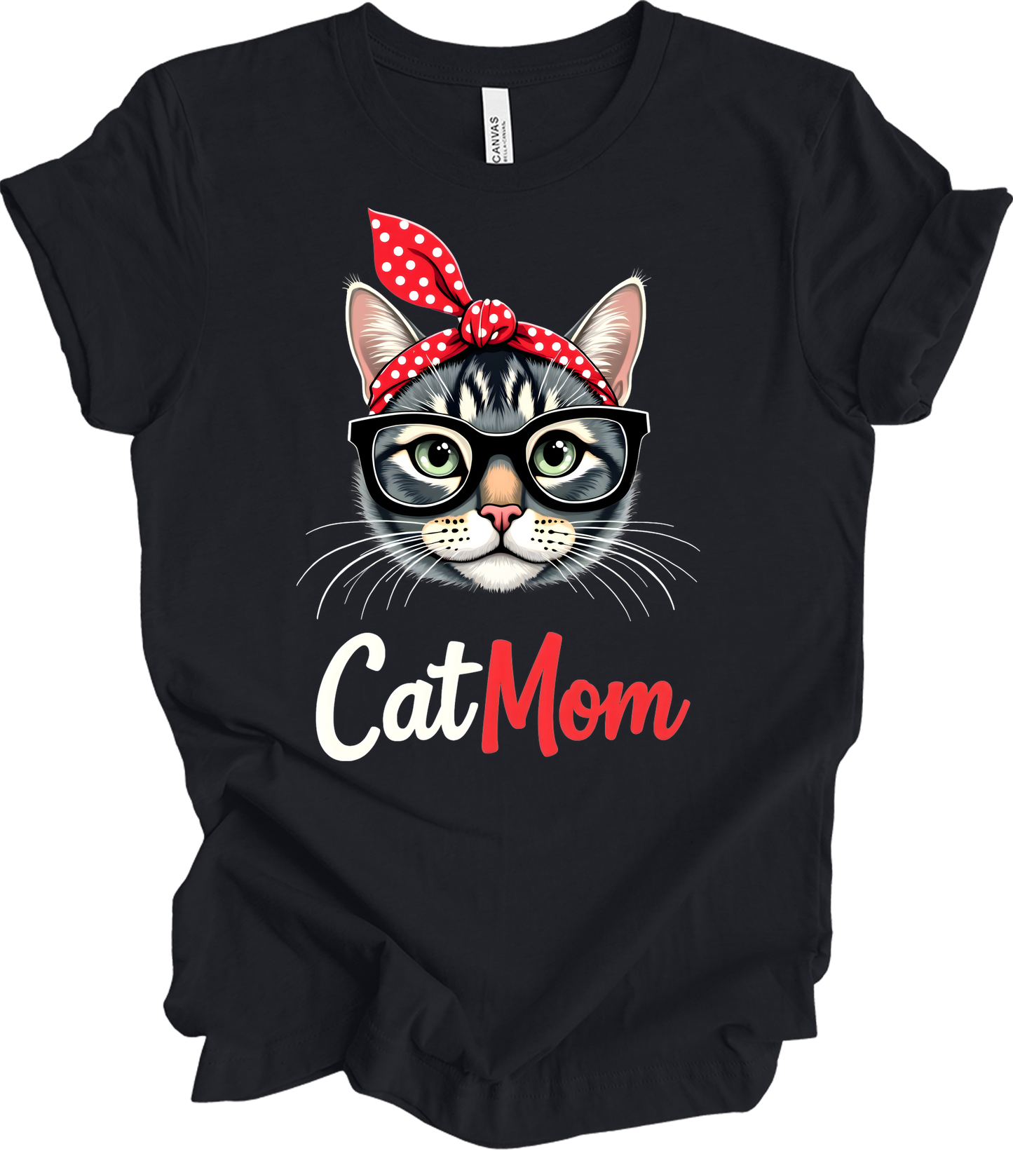 Cute Cat Mom - Fun & Stylish T-Shirt in Vintage Black