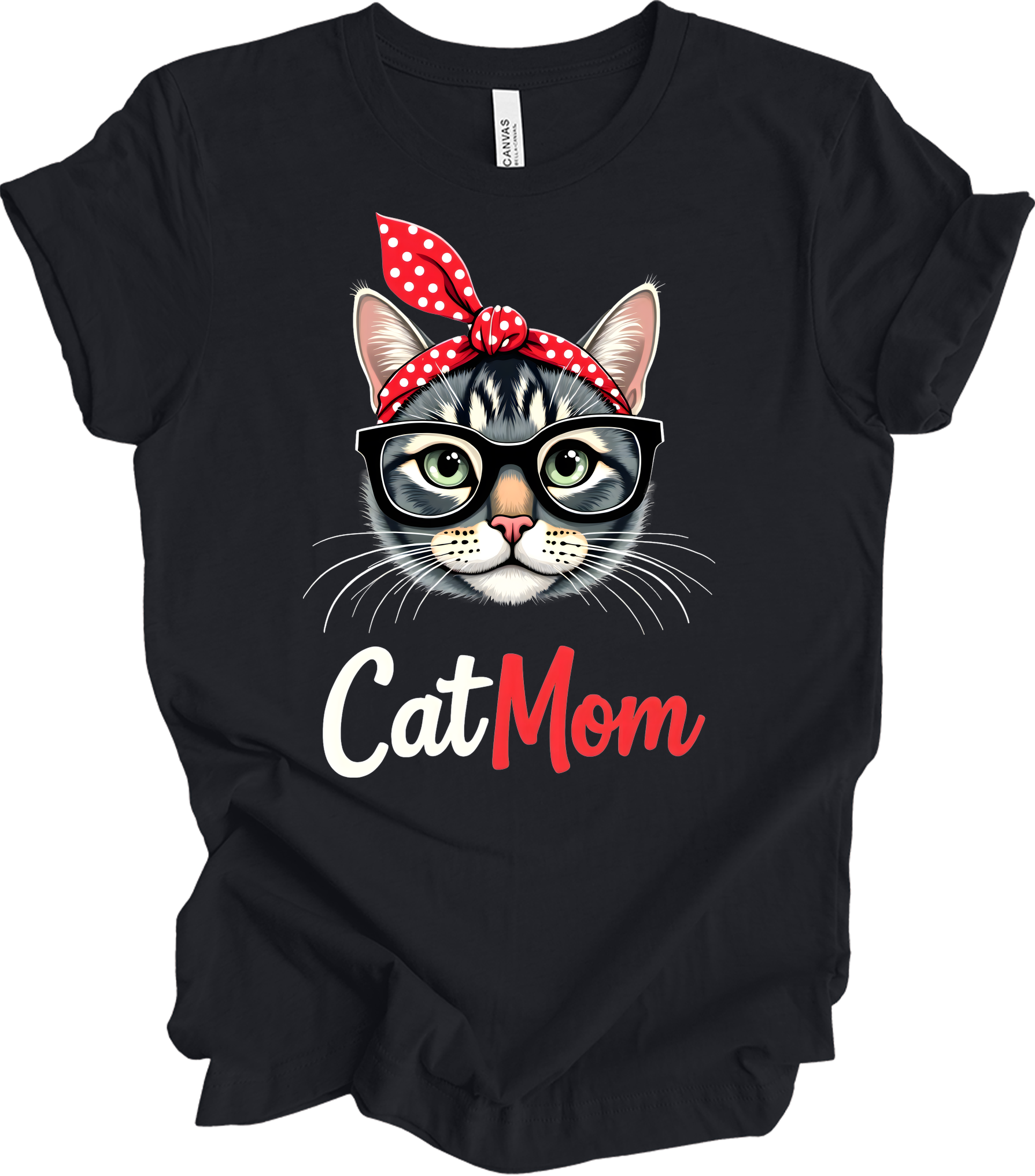 Cute Cat Mom - Fun & Stylish T-Shirt in Vintage Black