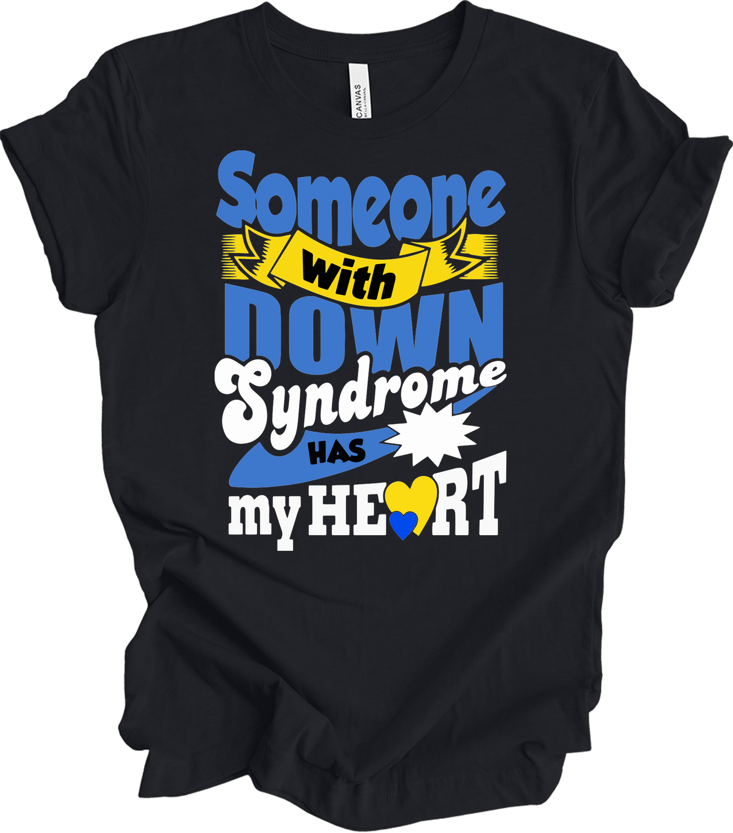 Someone With Down Syndrome Has My Heart Awareness T-Shirt in Vintage Black