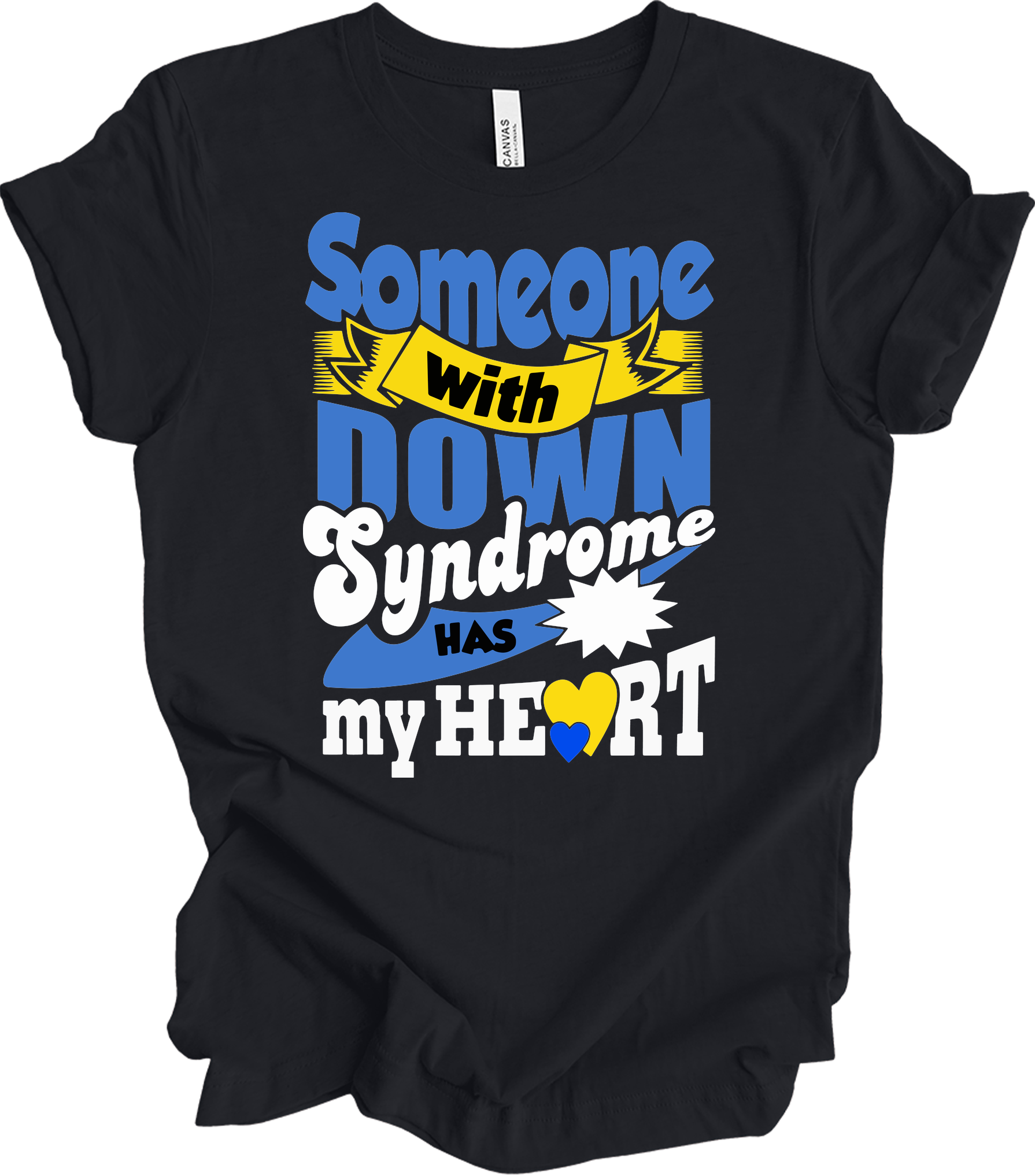 Someone With Down Syndrome Has My Heart Awareness T-Shirt in Vintage Black