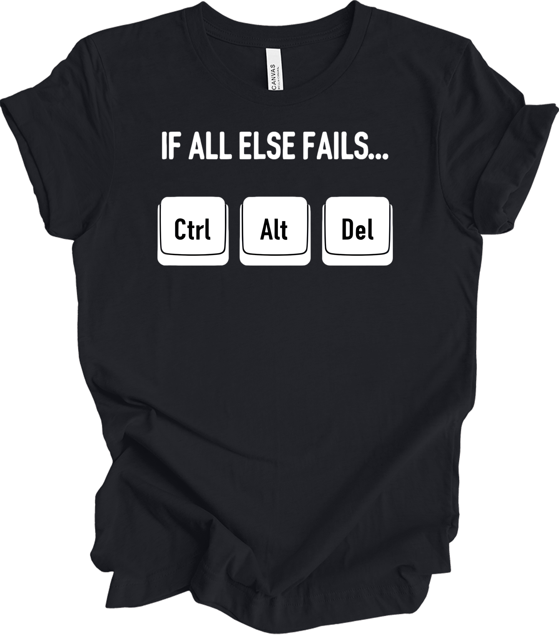 Ctrl Alt Del Funny Tech T-Shirt in Vintage Black