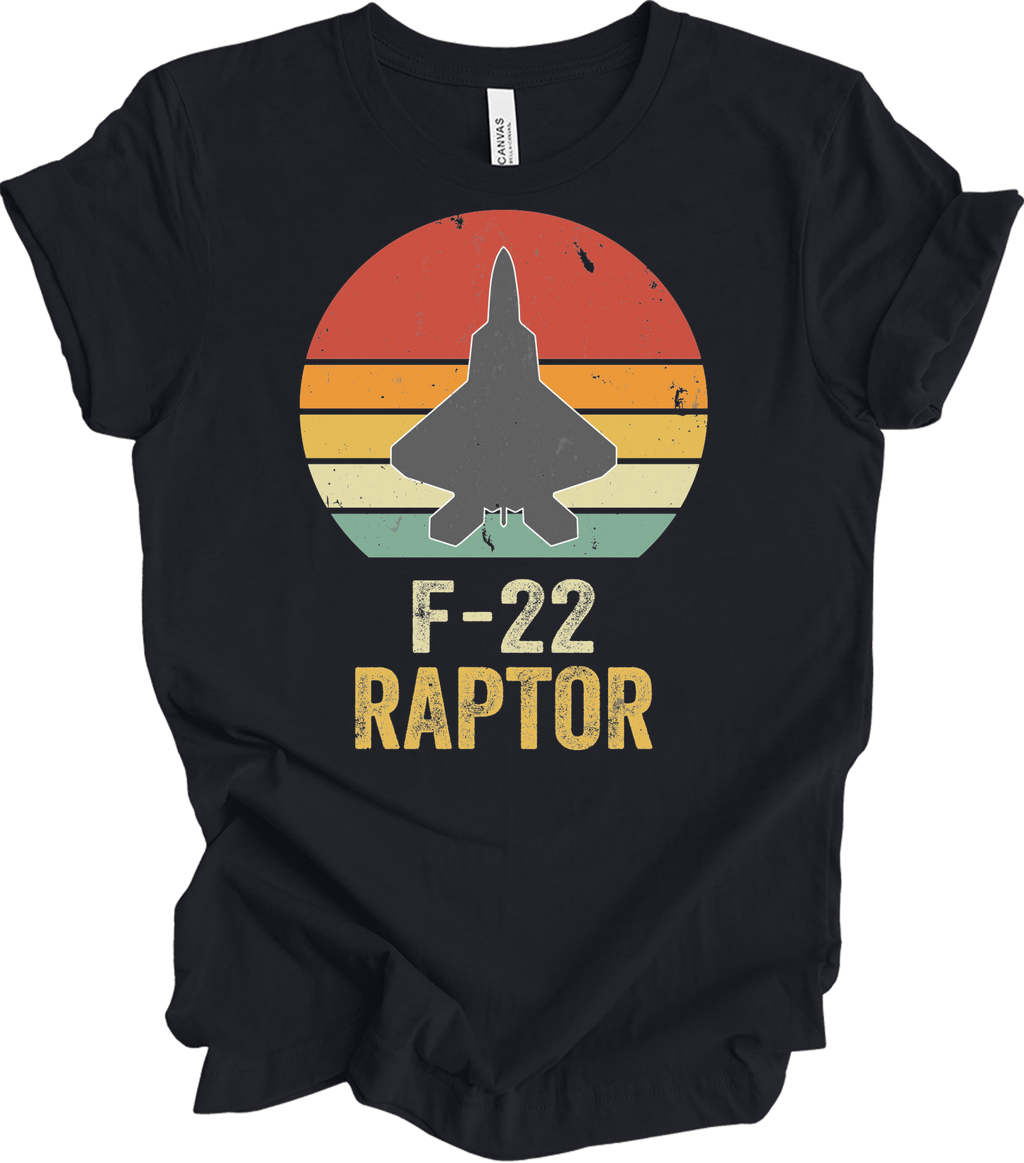 F-22 Raptor Retro T-Shirt in Vintage Black