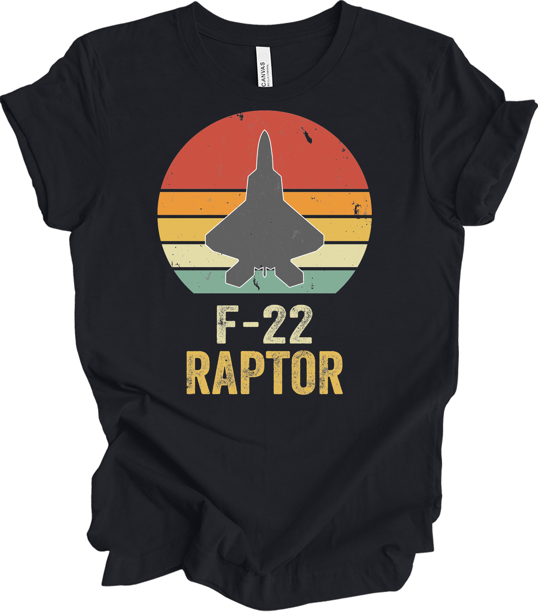 F-22 Raptor Retro T-Shirt in Vintage Black