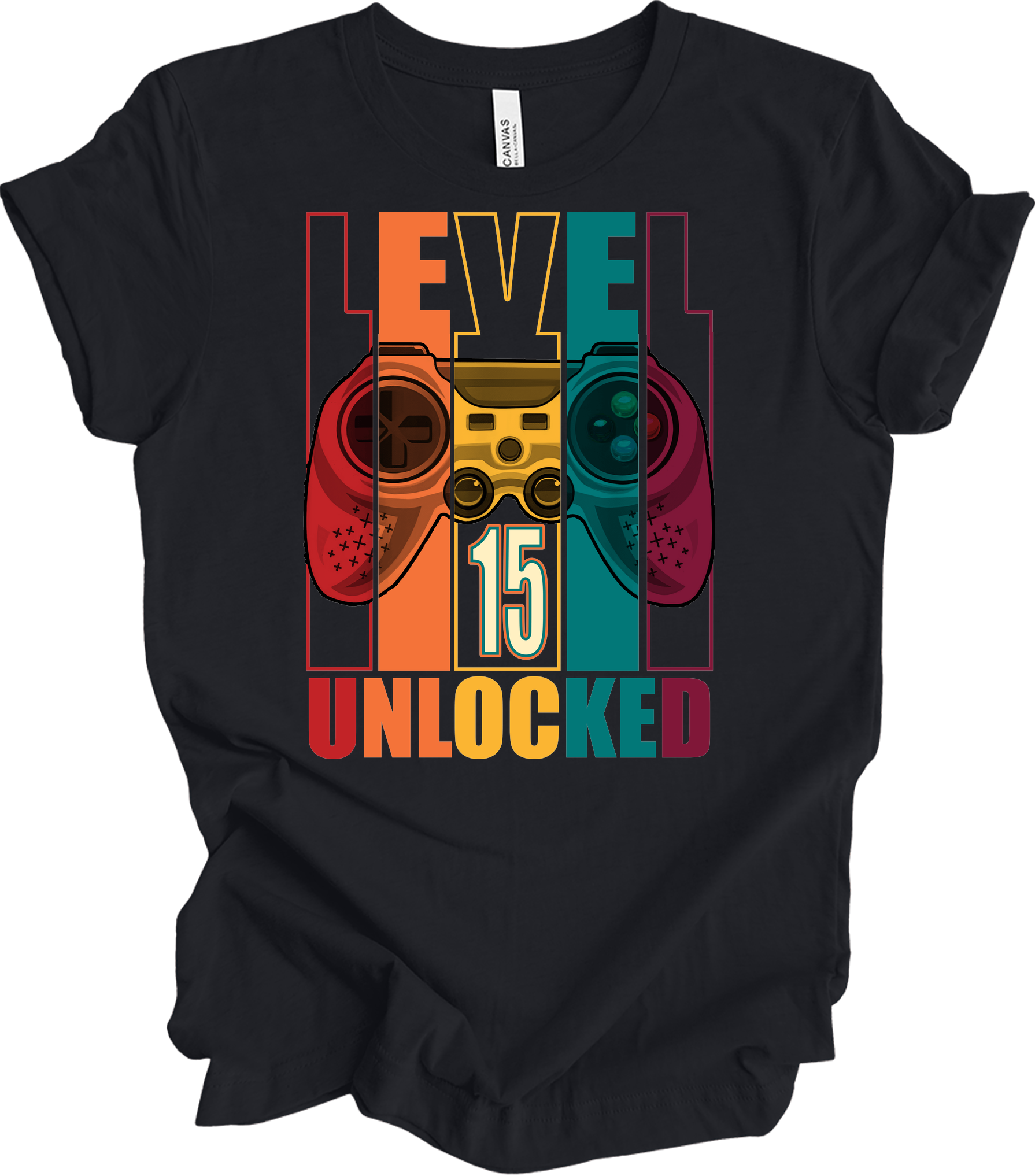 Level 15 Unlocked Gamer T-Shirt in Vintage Black