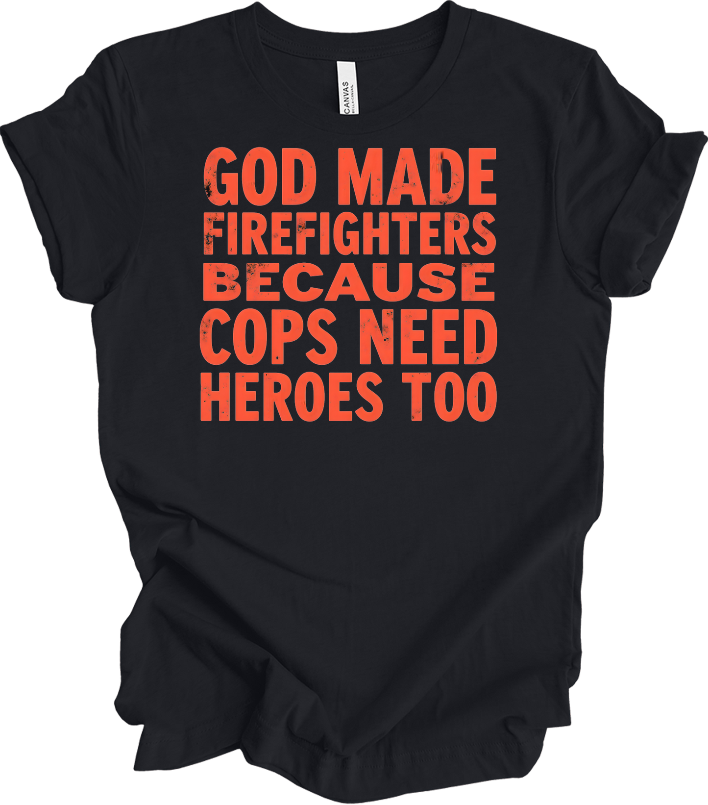Firefighters Cops Heroes T-Shirt in Vintage Black