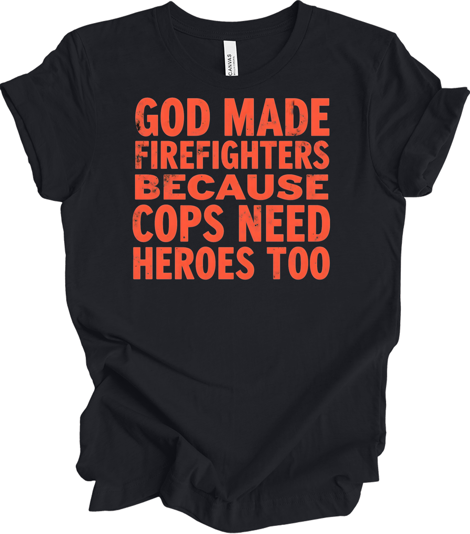 Firefighters Cops Heroes T-Shirt in Vintage Black