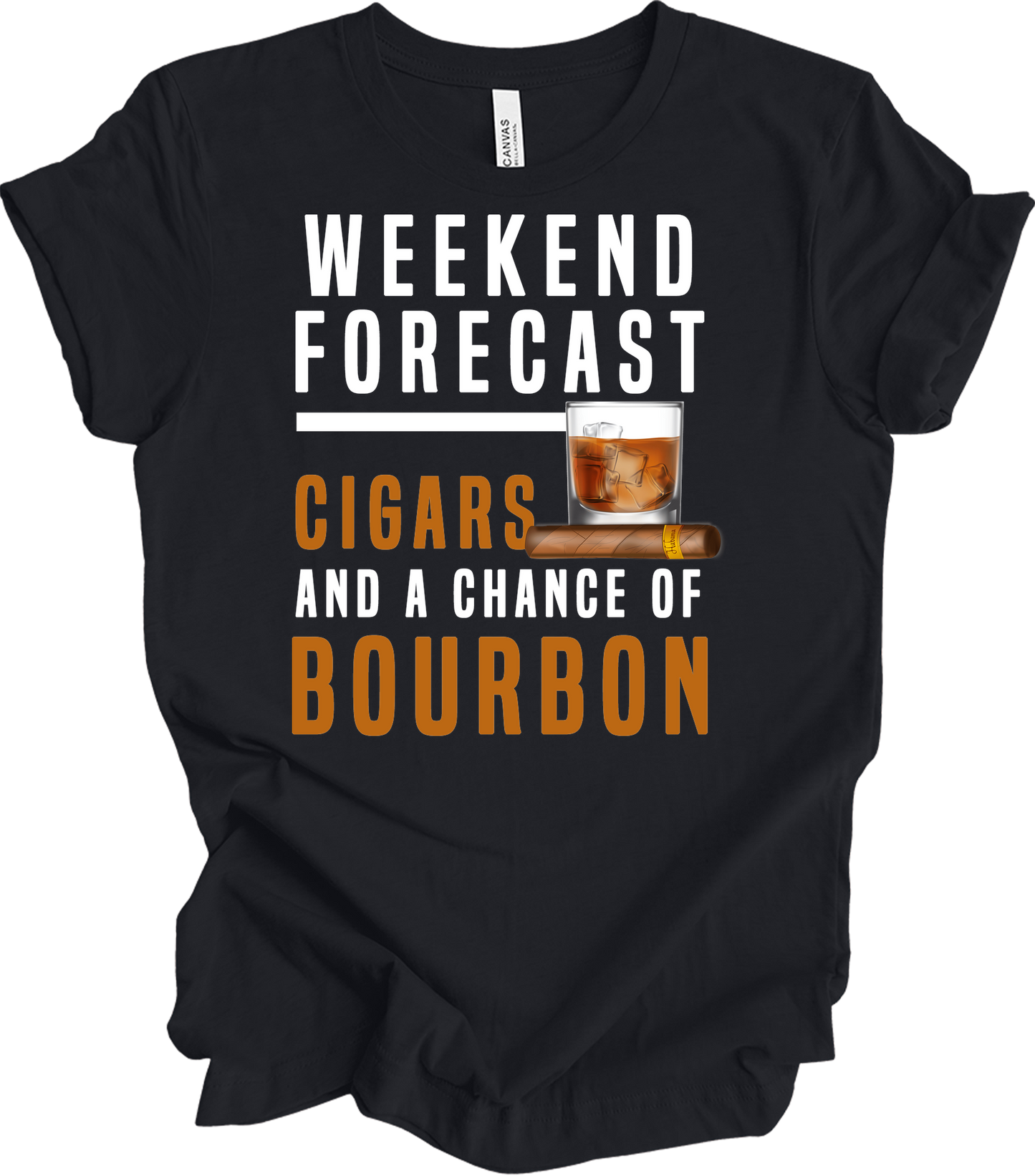 Weekend Forecast Cigars & Bourbon T-Shirt in Vintage Black