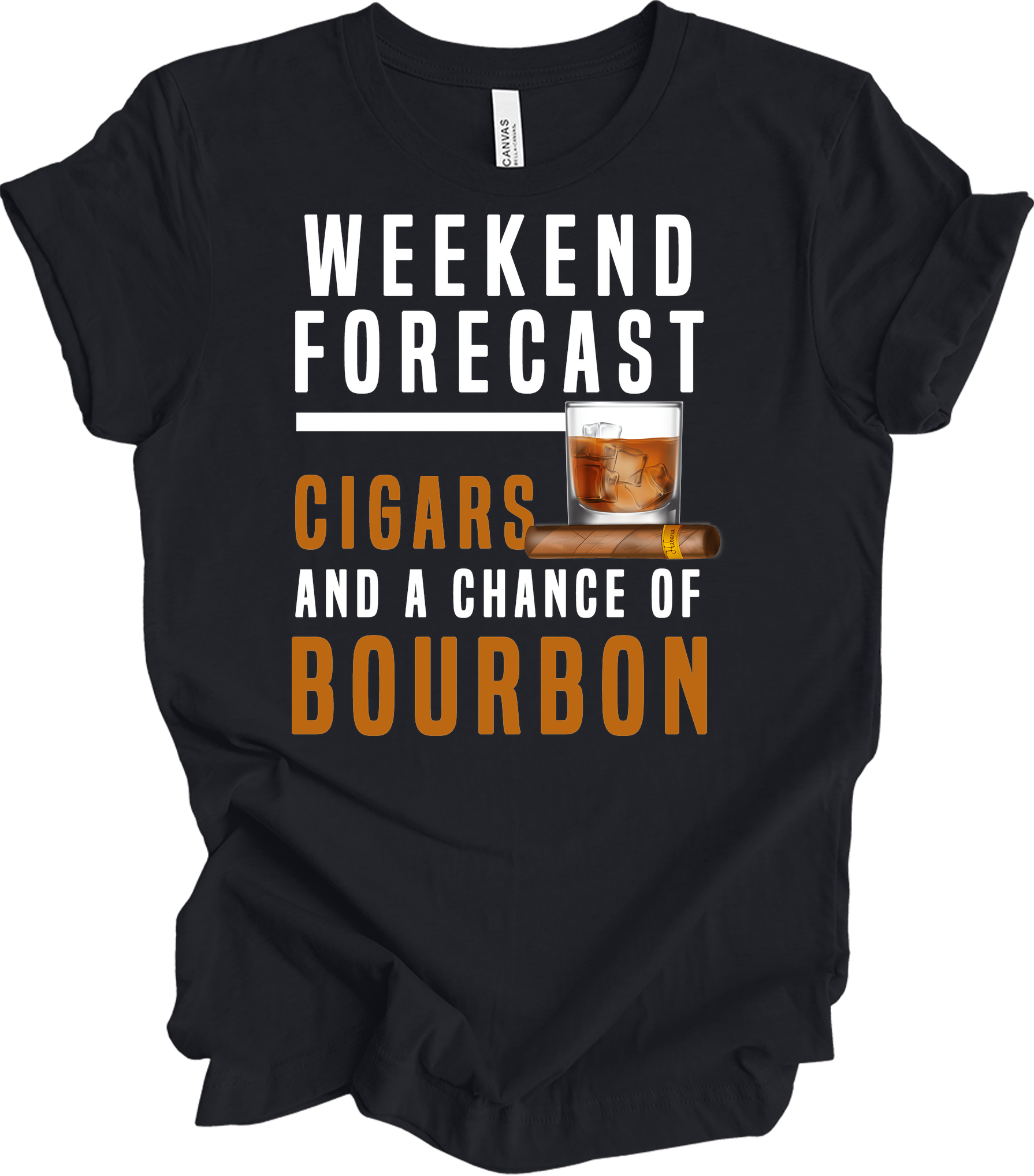 Weekend Forecast Cigars & Bourbon T-Shirt in Vintage Black