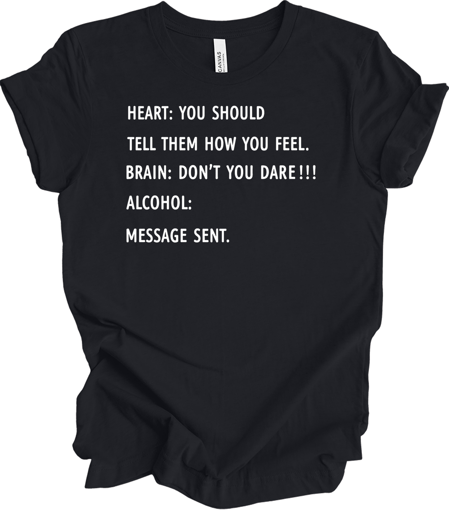 Alcohol: Heart vs Brain T-Shirt in Vintage Black