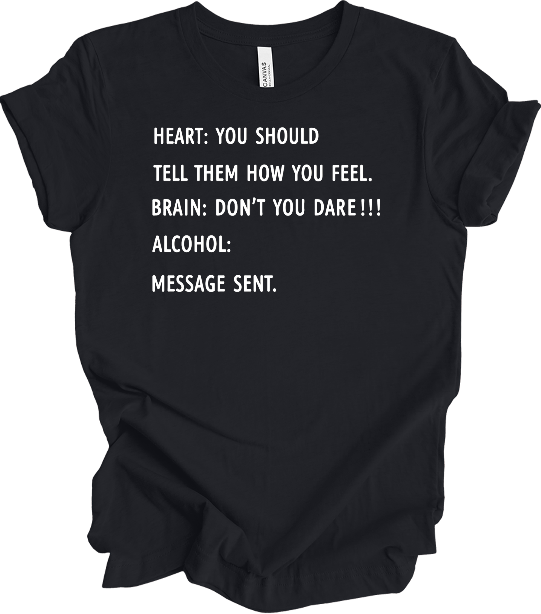 Alcohol: Heart vs Brain T-Shirt in Vintage Black