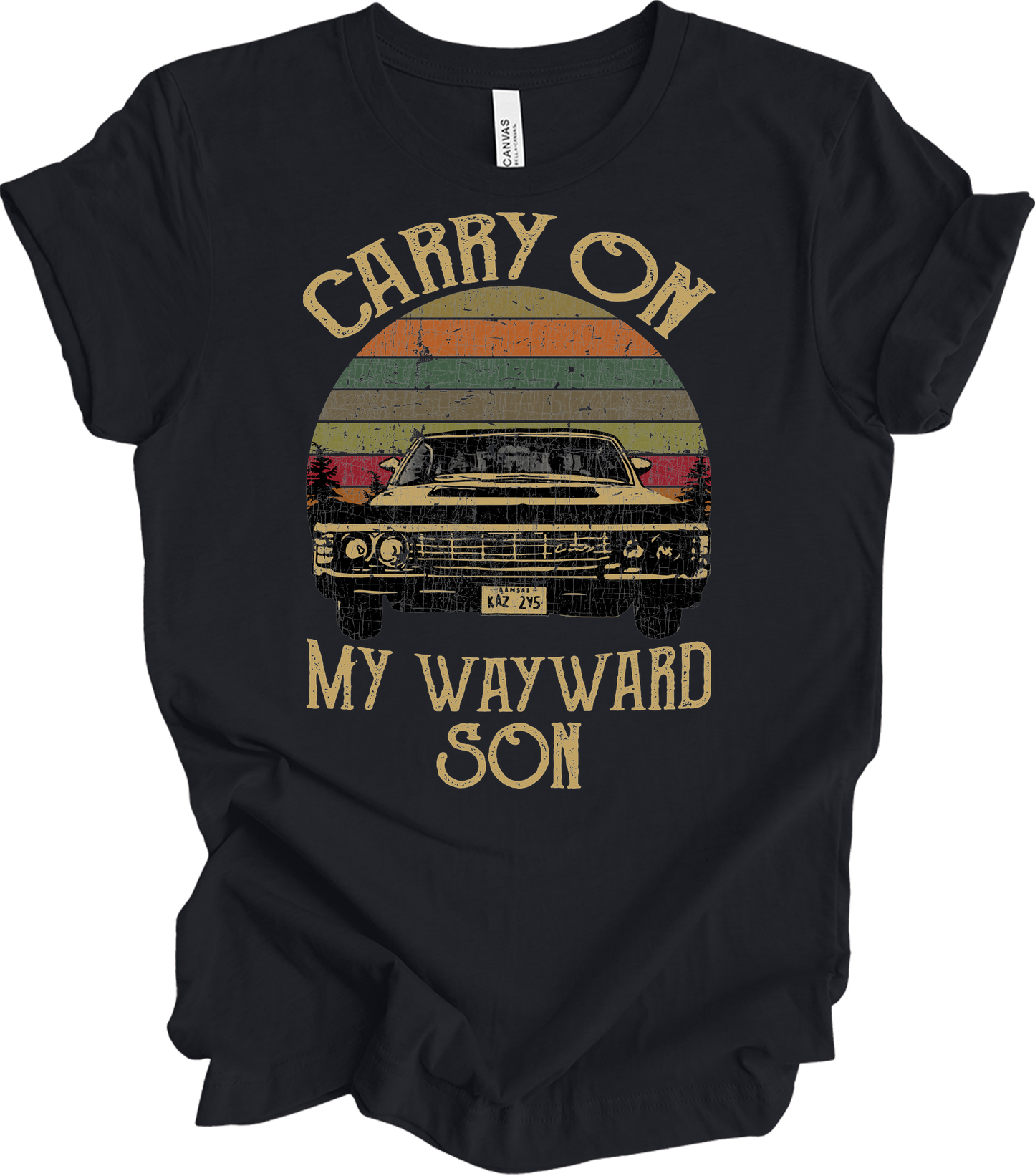 Carry On Wayward Son Supernatural Vintage T-Shirt in Vintage Black