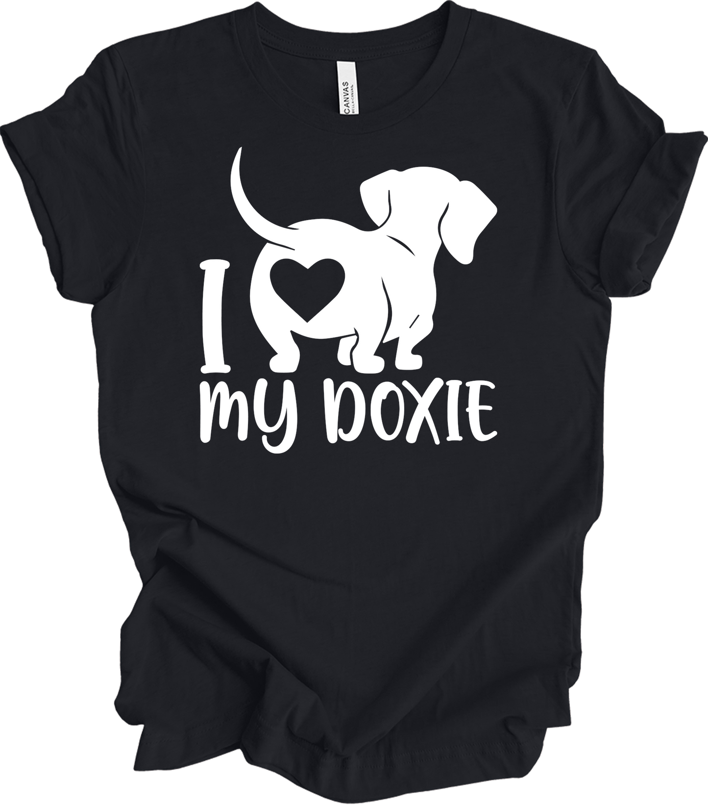 I Love My Doxie Mom T-Shirt in Vintage Black