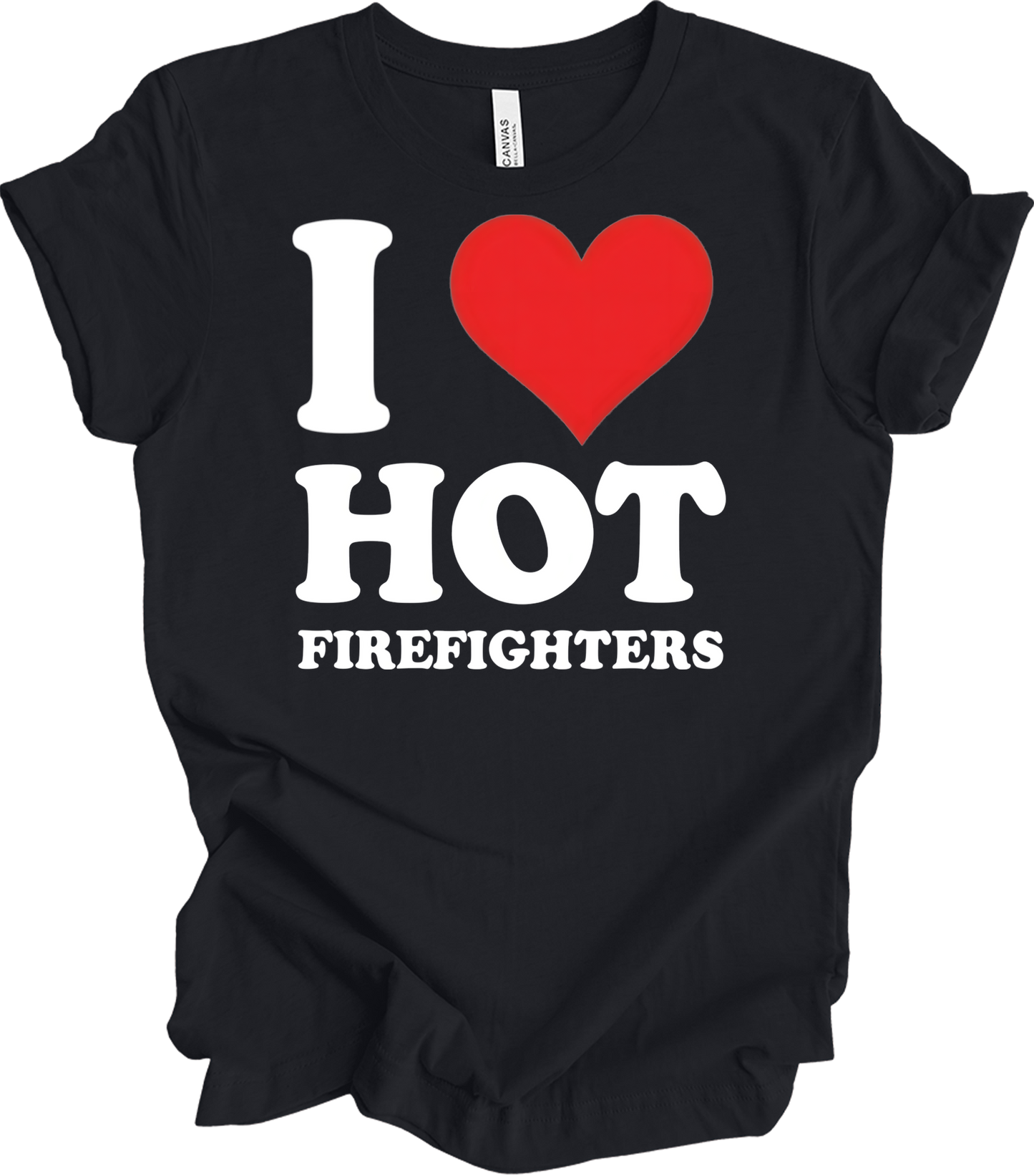I Heart Hot Firefighters T-Shirt in Vintage Black