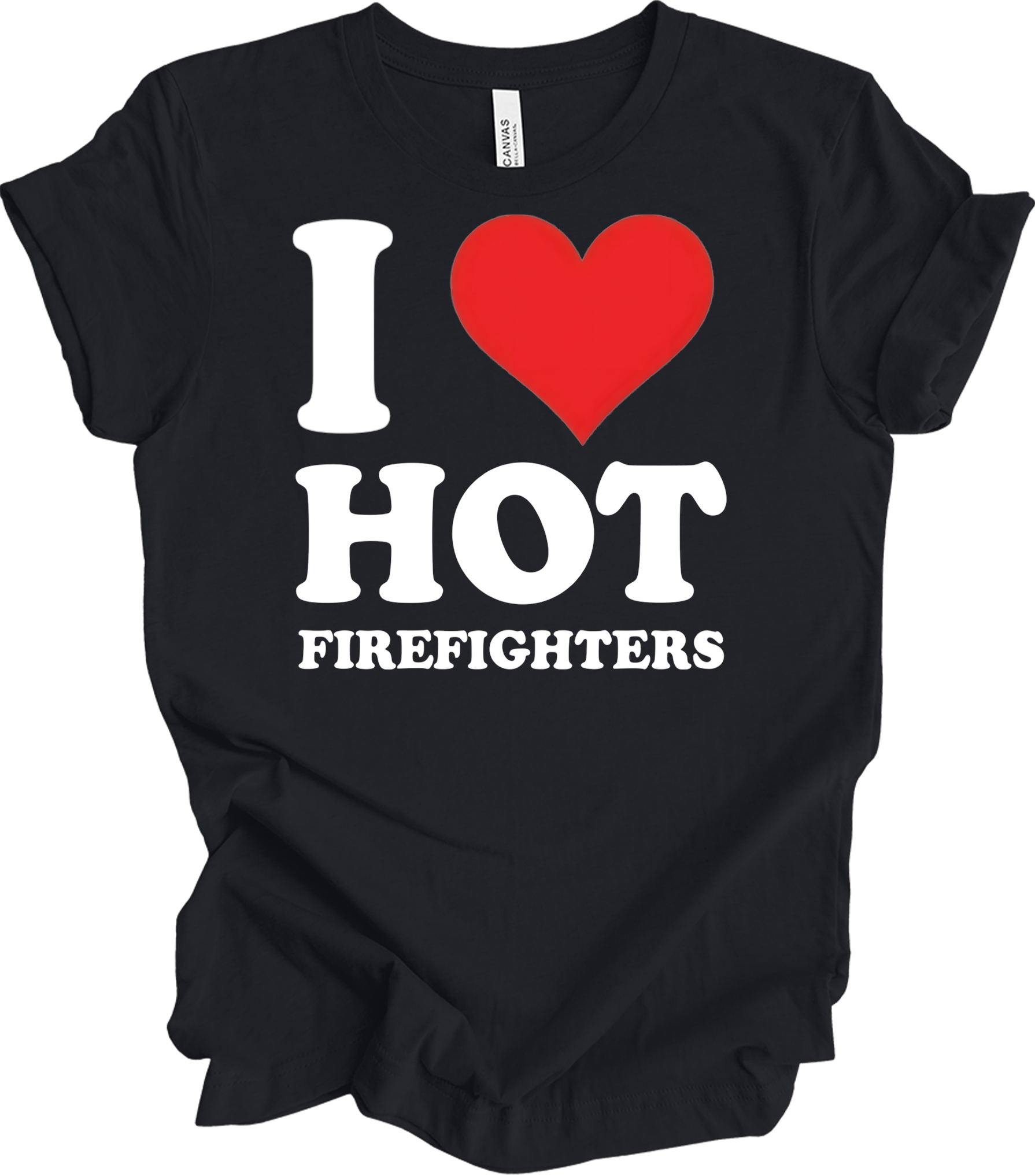 I Heart Hot Firefighters T-Shirt in Vintage Black