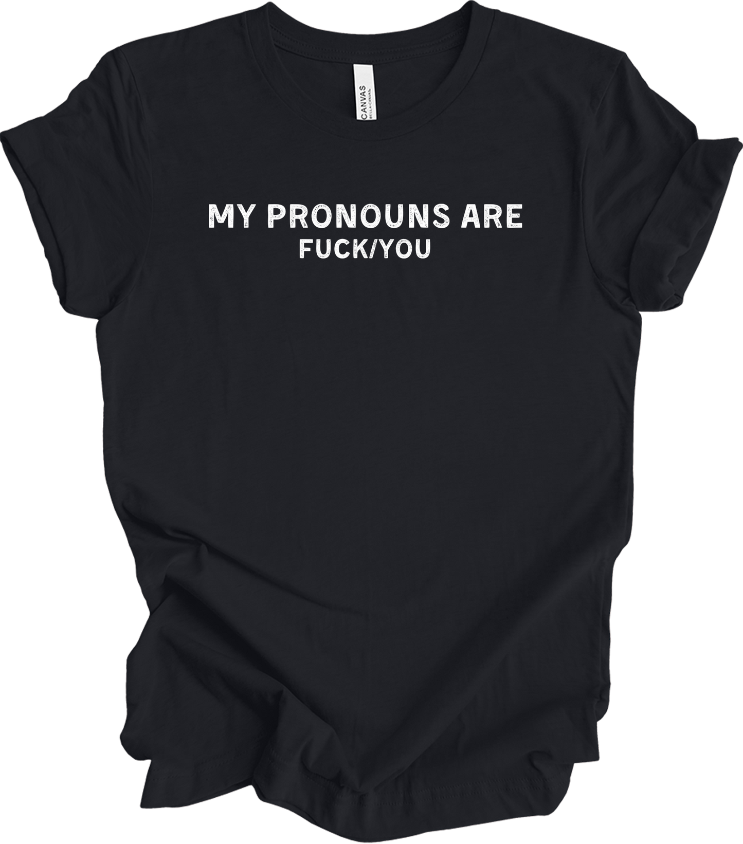 My Pronouns Are F*ck You Funny Offensive LGBTQ Meme T-Shirt in Vintage Black