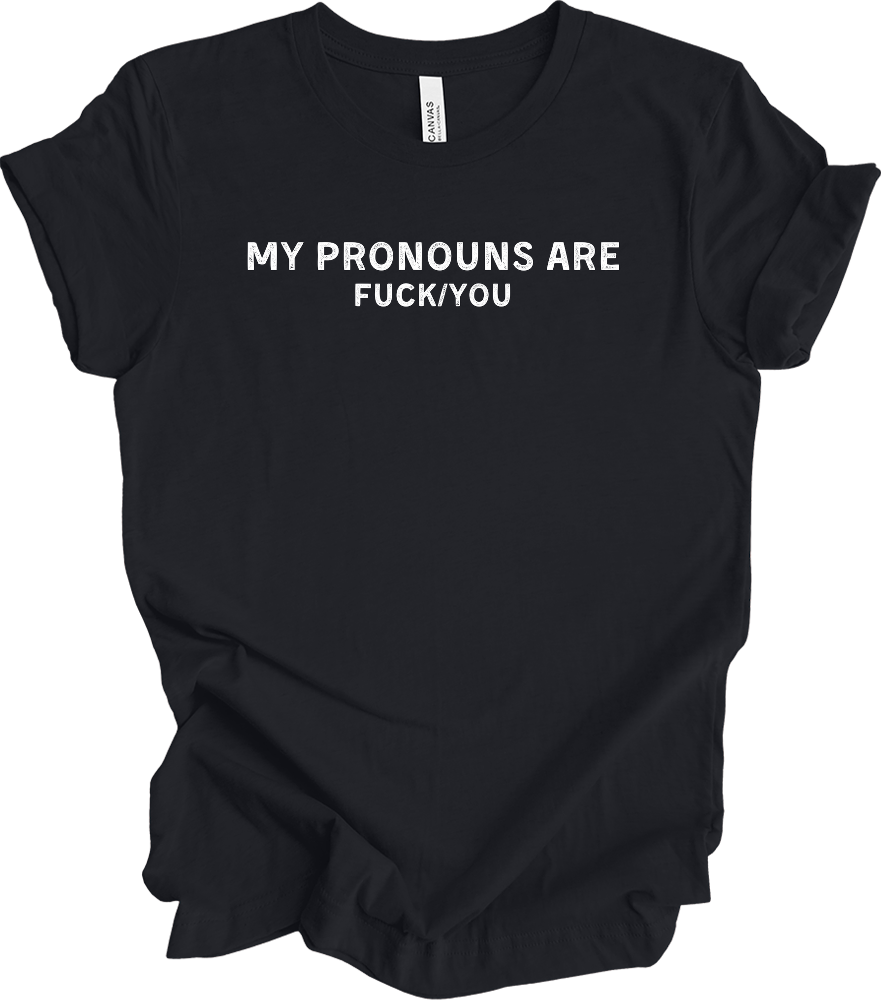 My Pronouns Are F*ck You Funny Offensive LGBTQ Meme T-Shirt in Vintage Black