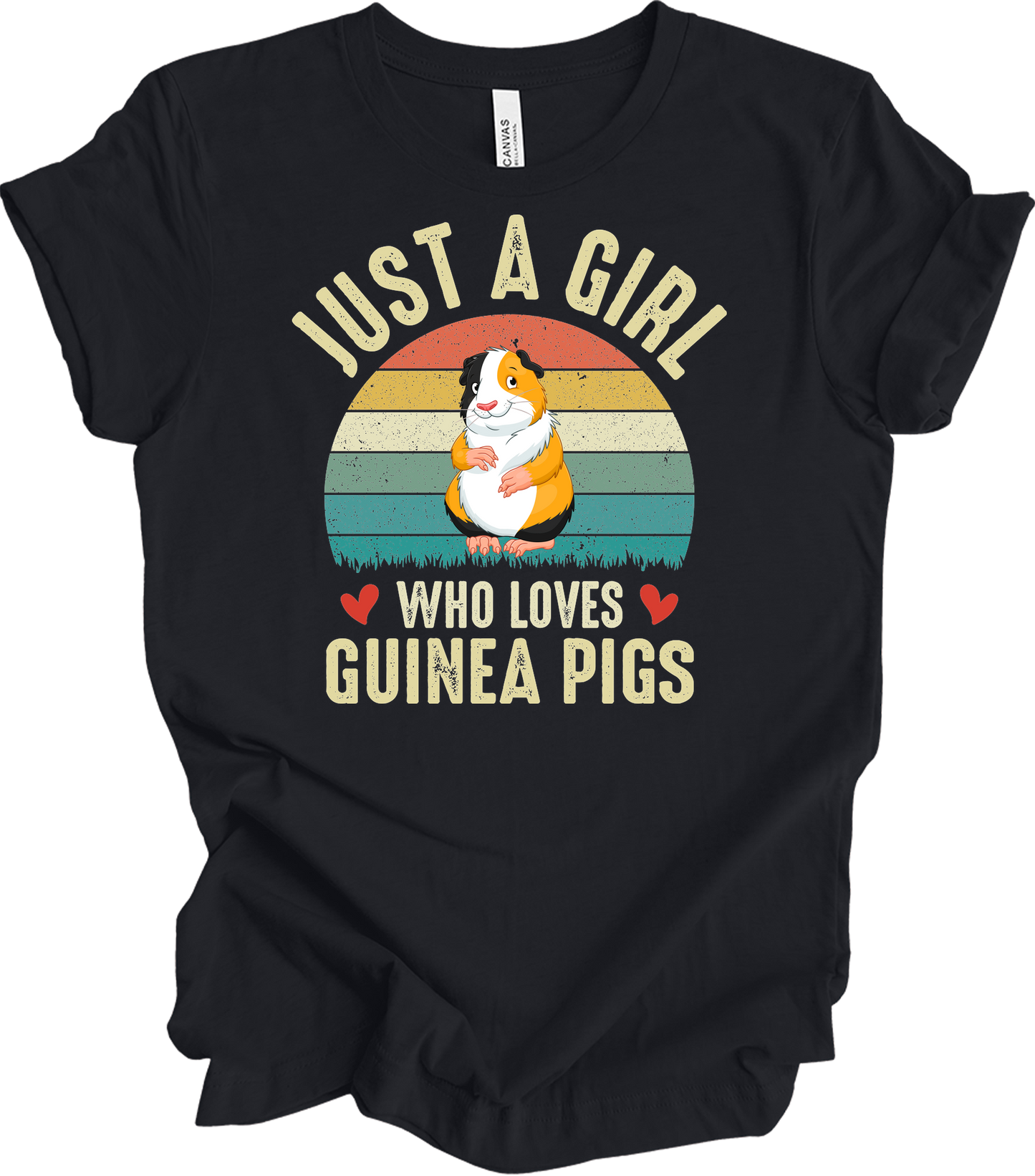 Just a Girl Who Loves Guinea Pigs - Cute Retro Pet Gift T-Shirt in Vintage Black