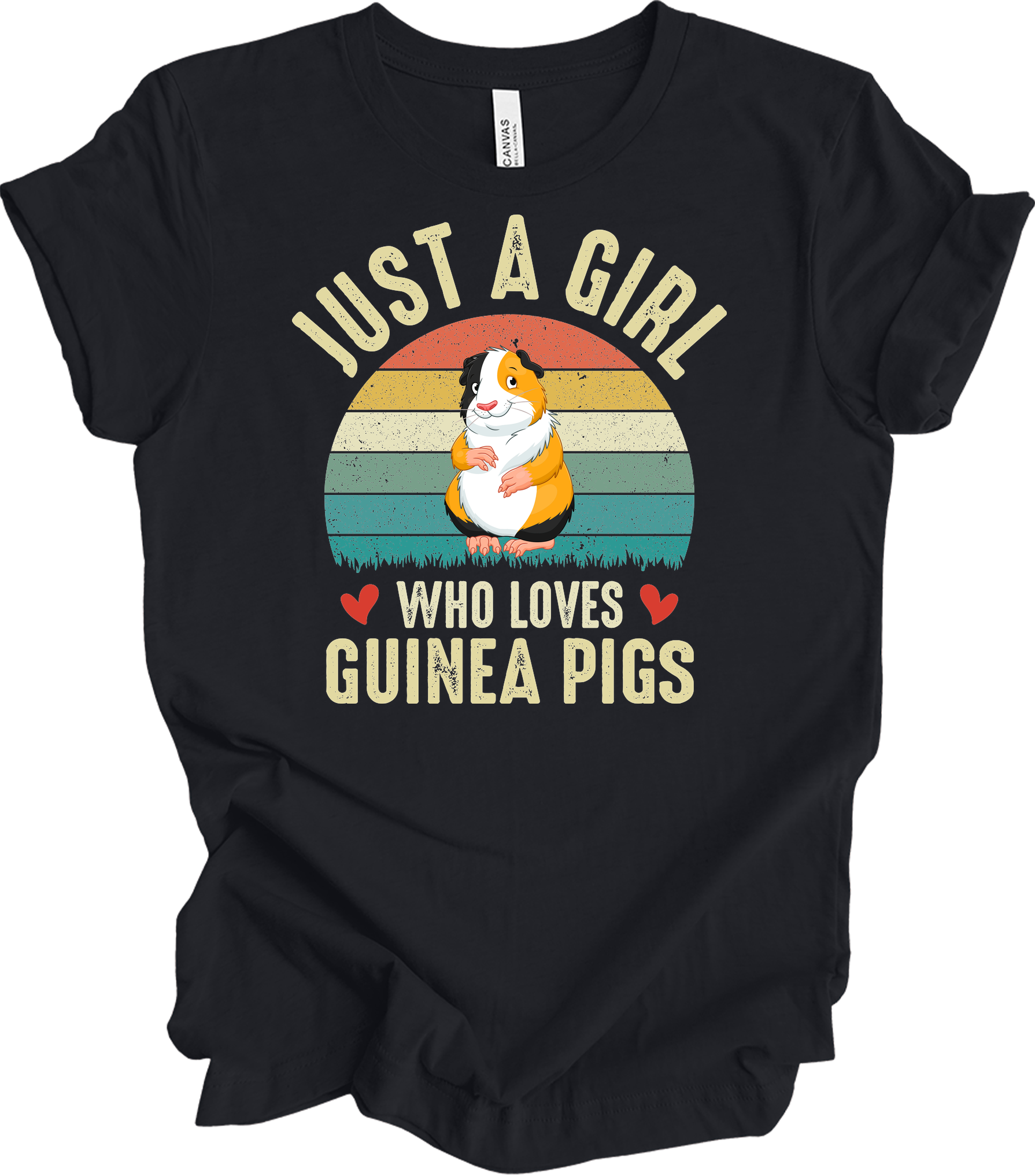 Just a Girl Who Loves Guinea Pigs - Cute Retro Pet Gift T-Shirt in Vintage Black