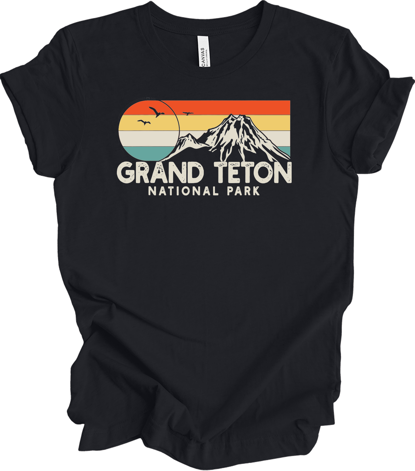 Grand Teton National Park Retro T-Shirt in Vintage Black