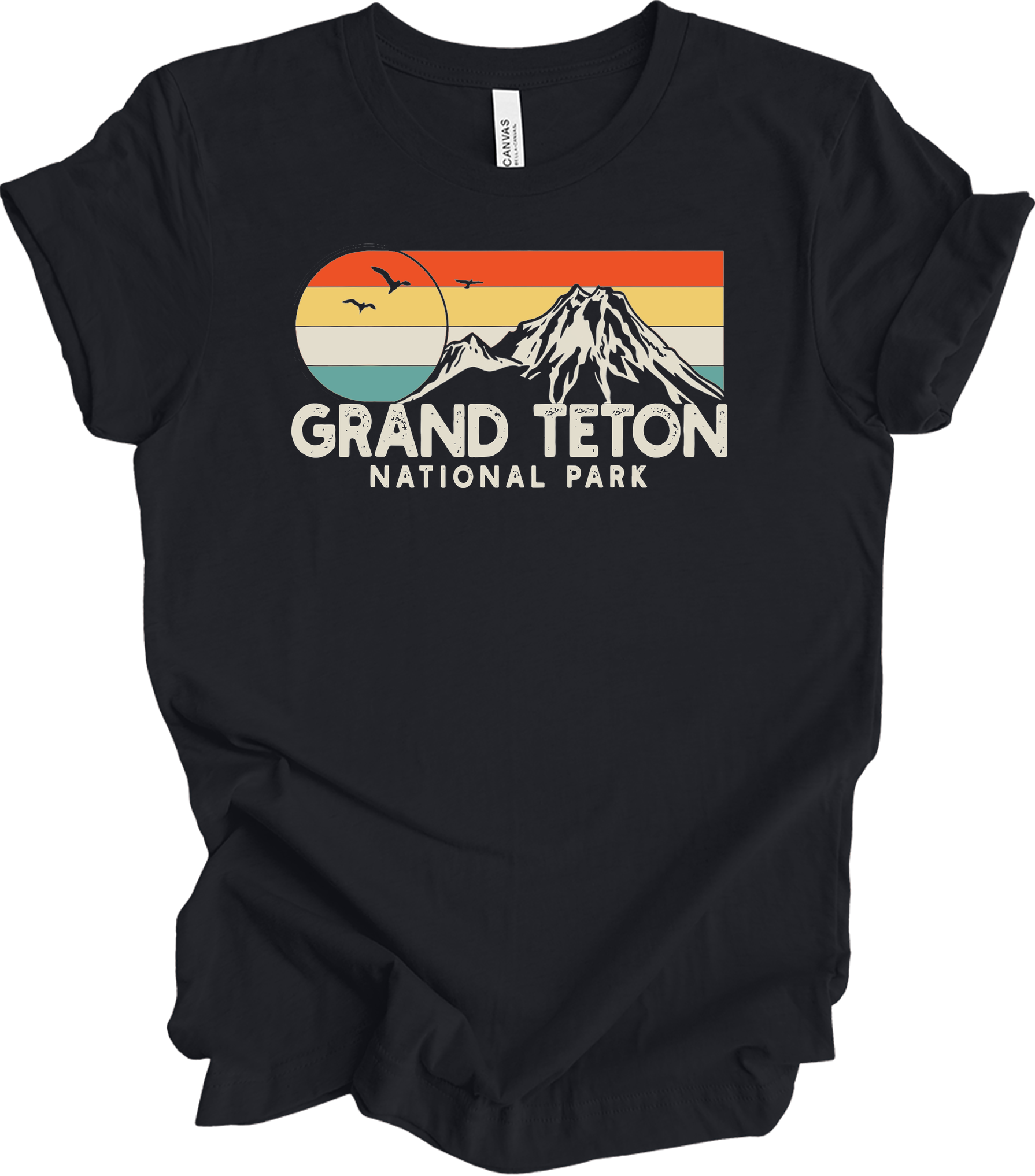 Grand Teton National Park Retro T-Shirt in Vintage Black