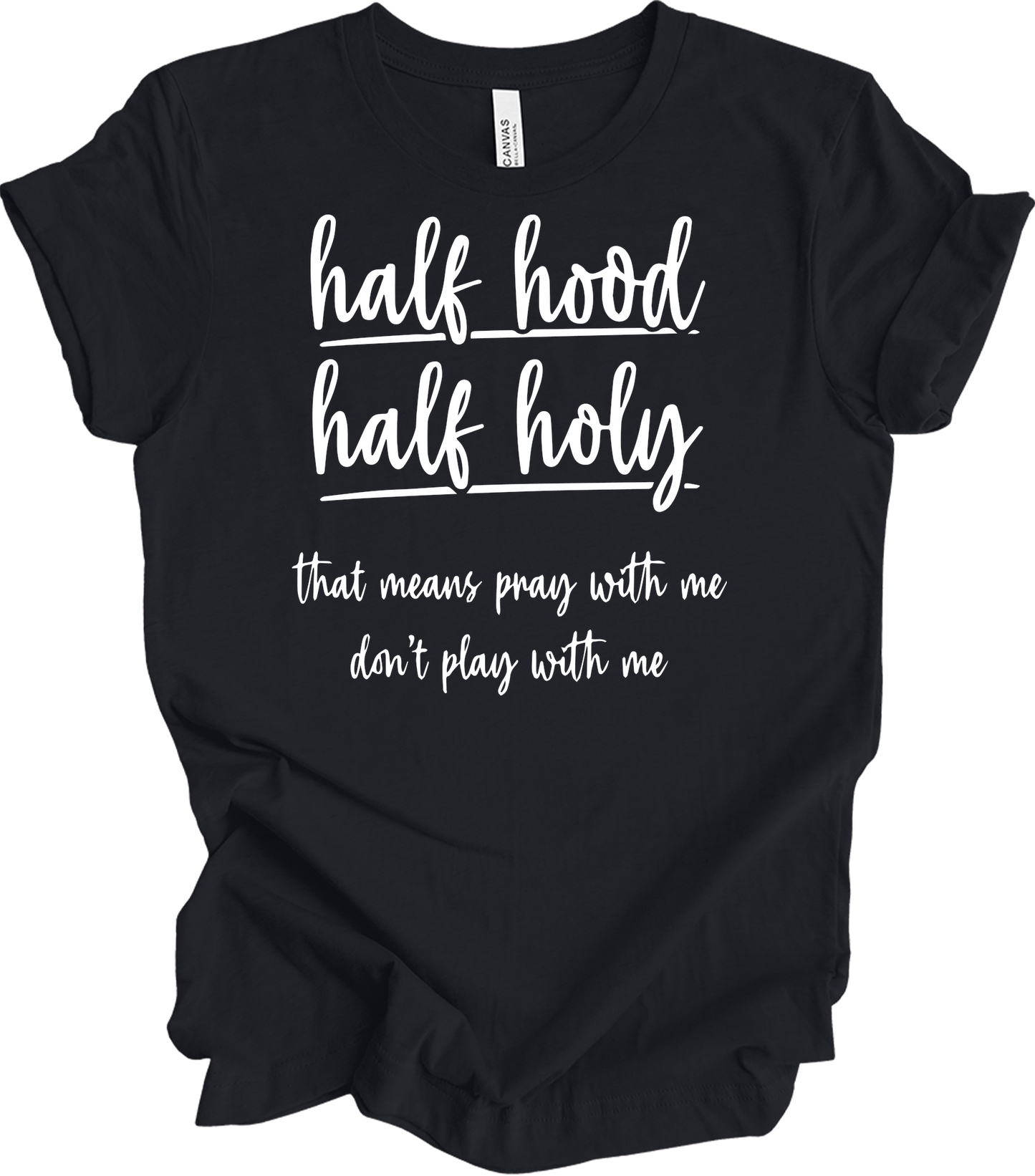 Half Hood Half Holy T-Shirt in Vintage Black