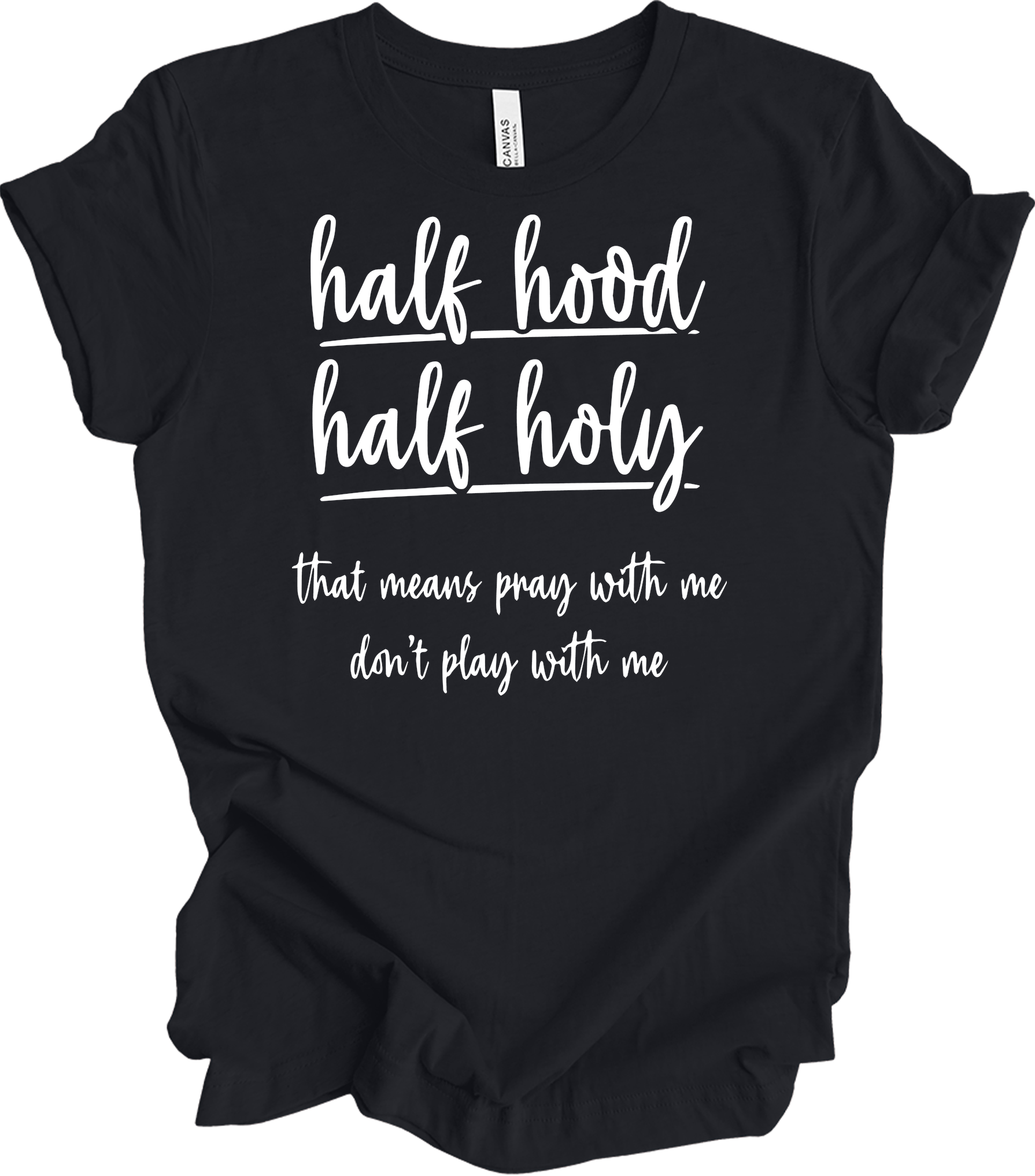Half Hood Half Holy T-Shirt in Vintage Black