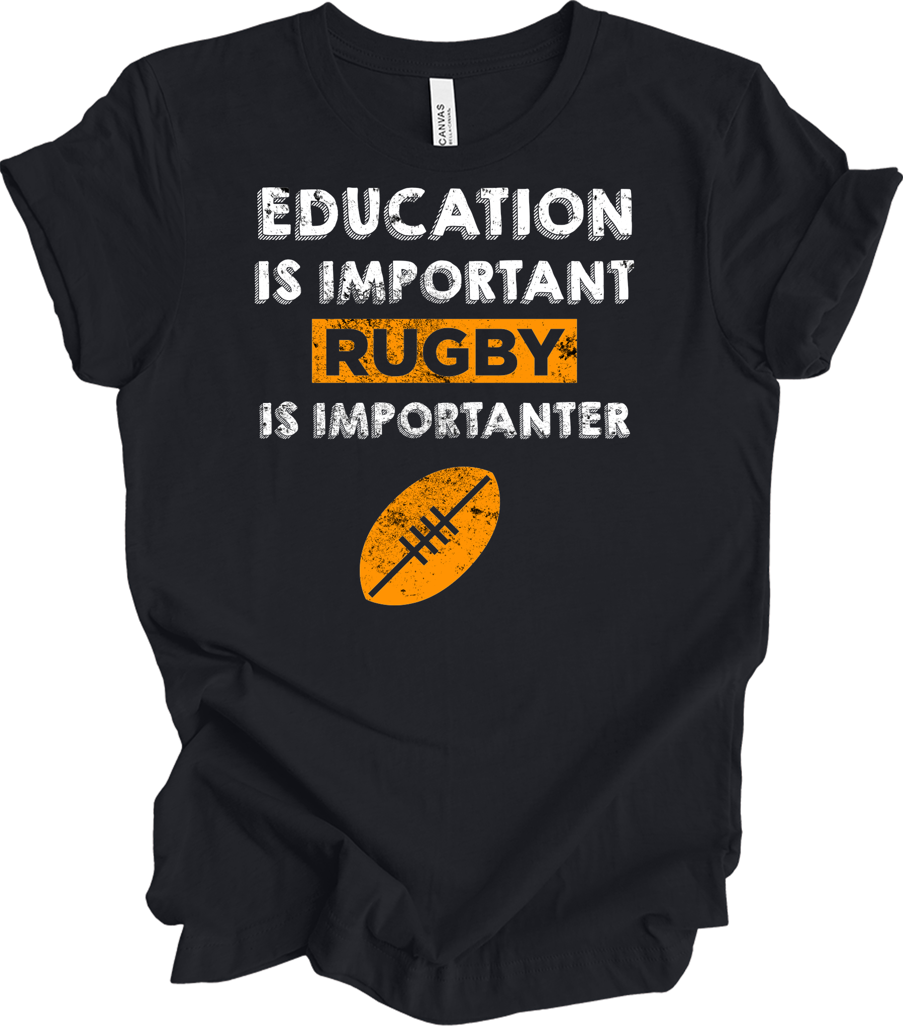 Rugby Is Importanter Funny Sports T-Shirt in Vintage Black