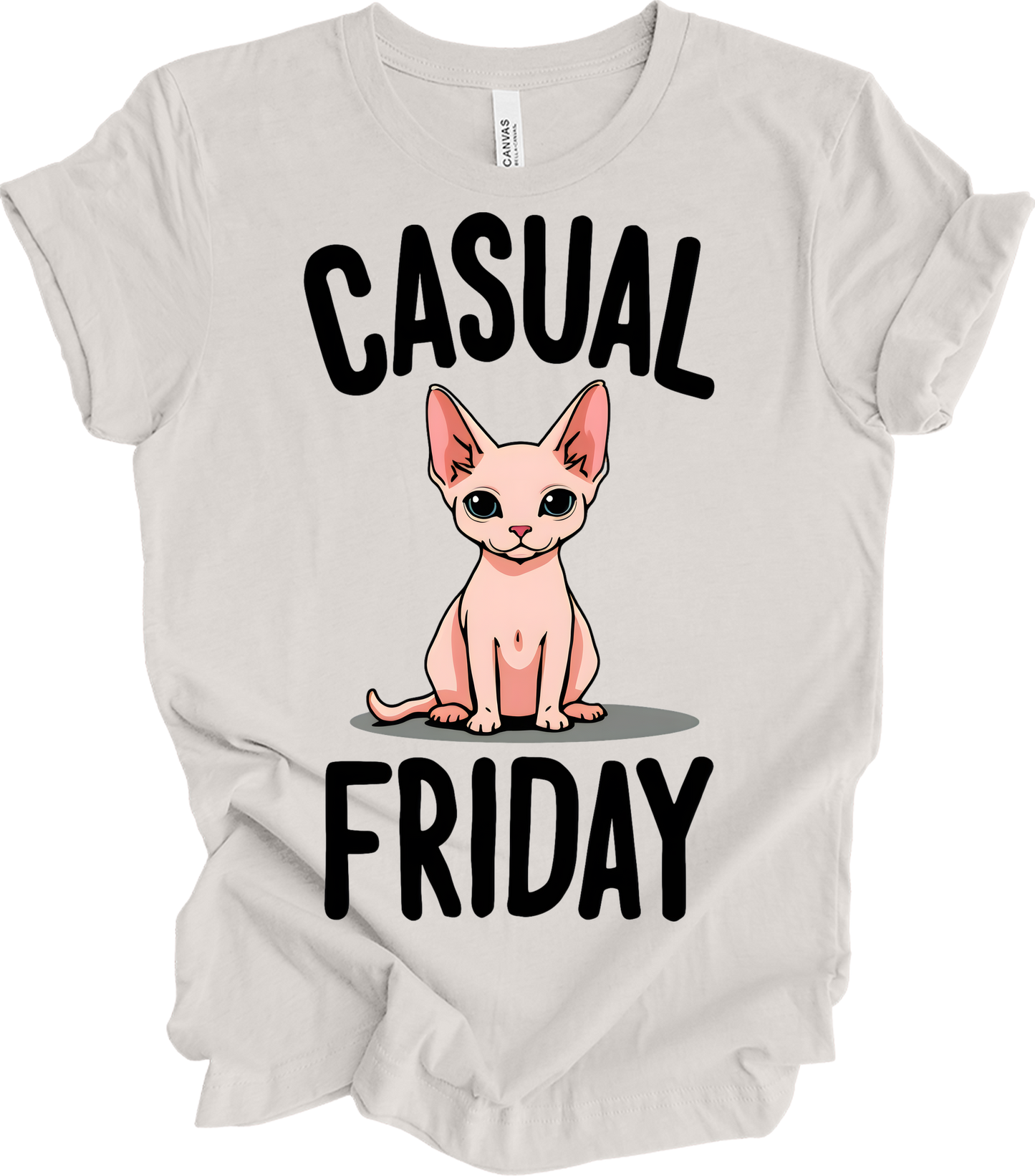 Casual Friday Hairless Cat T-Shirt in Vintage White