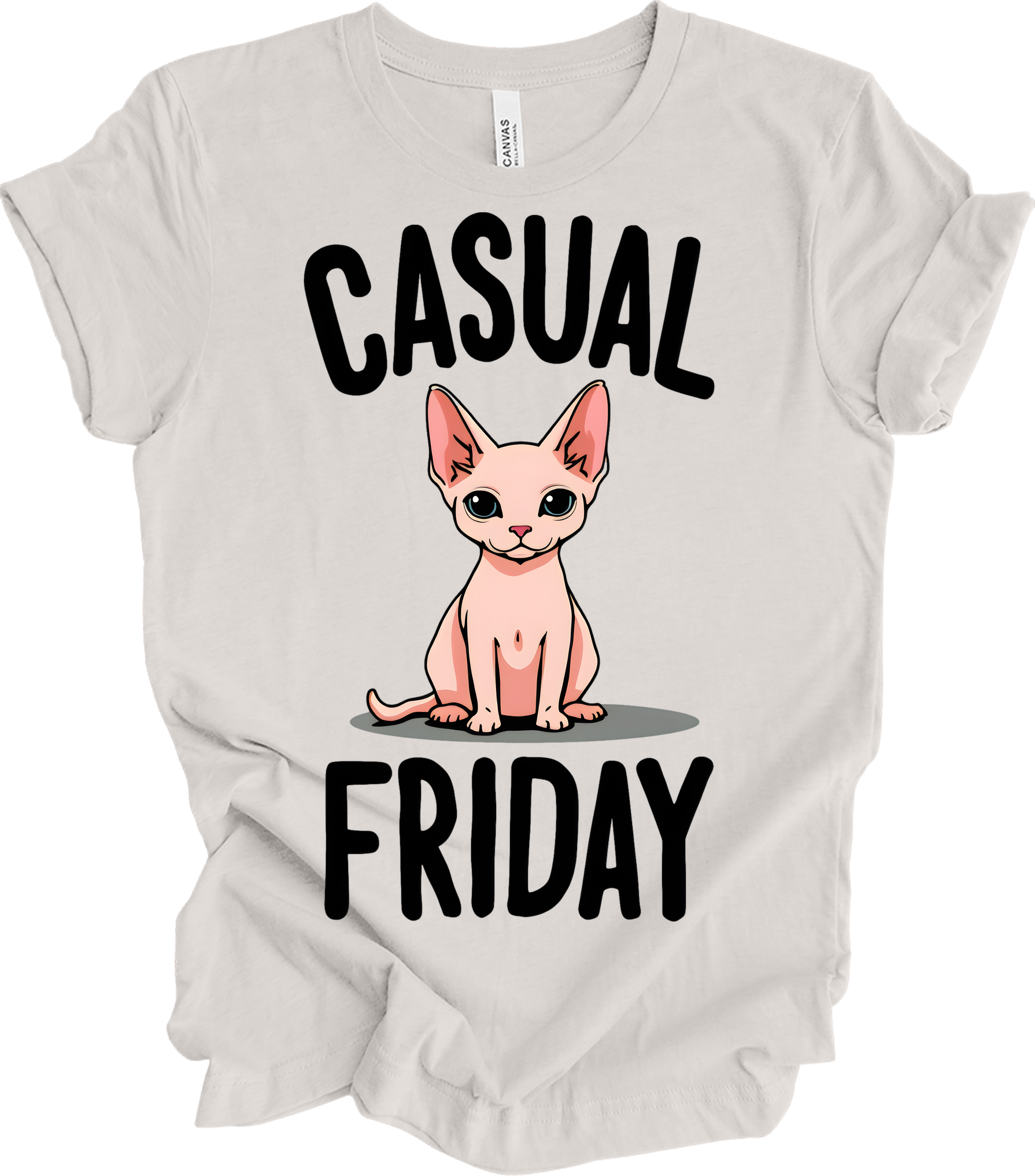 Casual Friday Hairless Cat T-Shirt in Vintage White