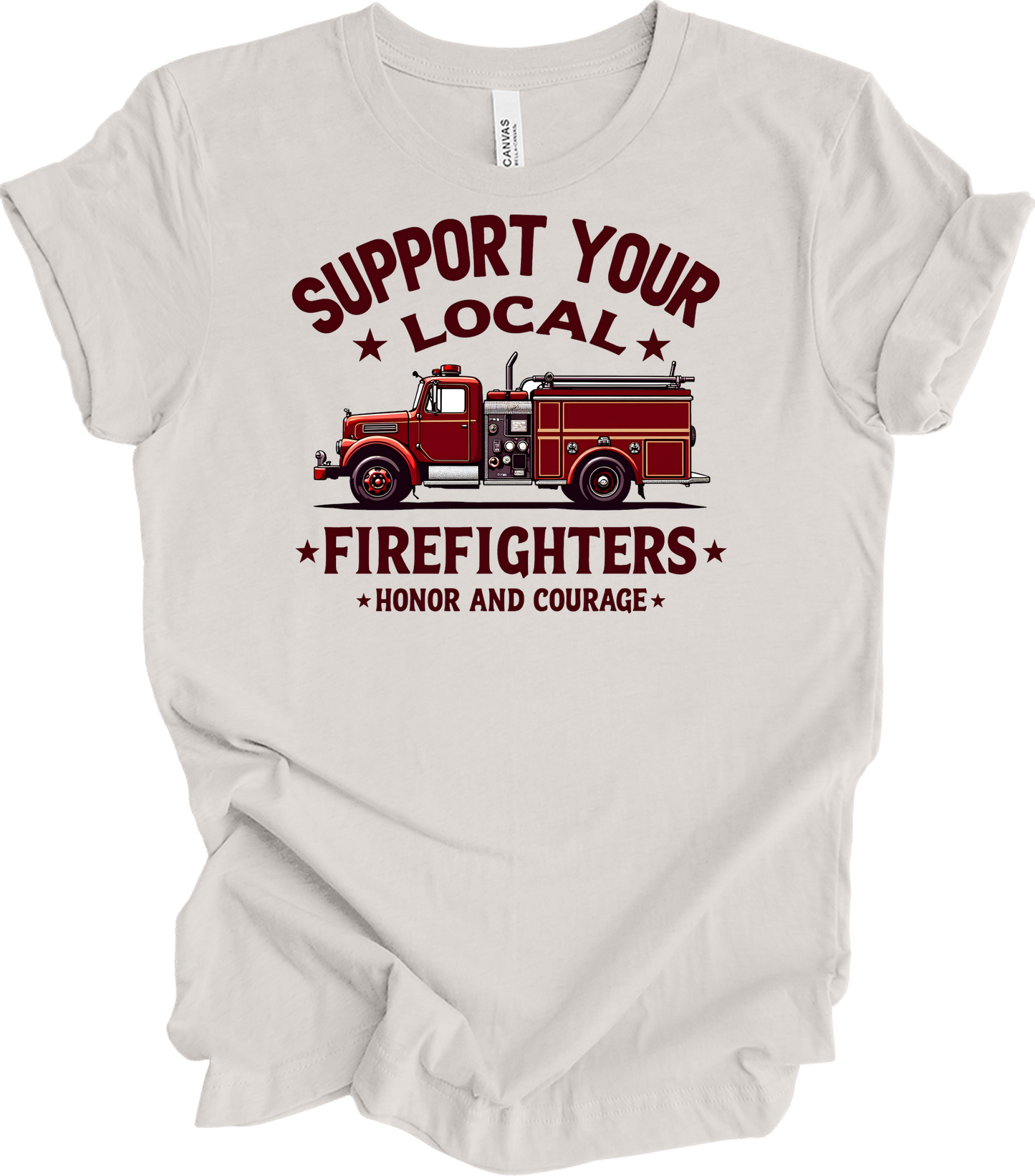 Support Local Firefighters T-Shirt in Vintage White