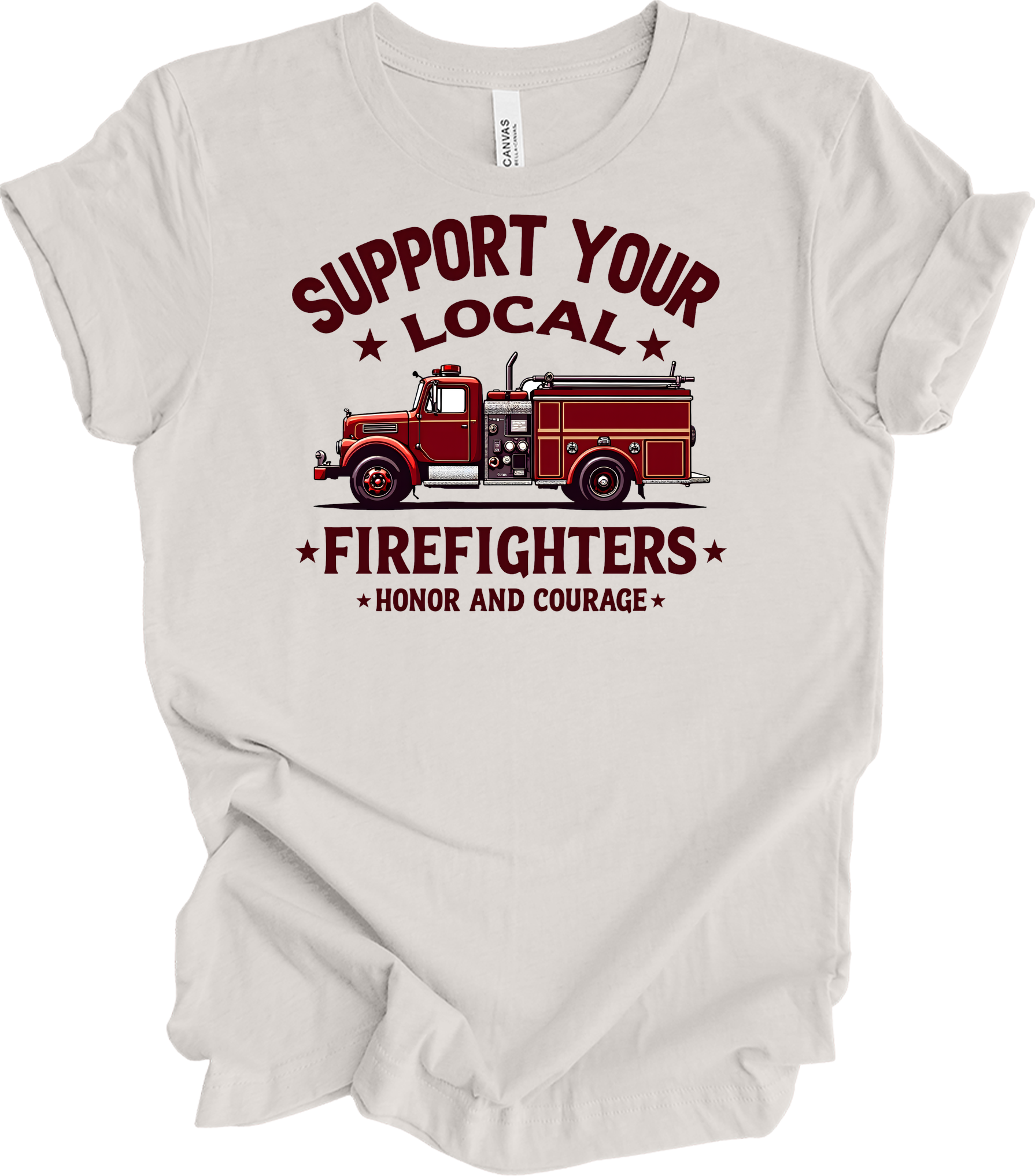 Support Local Firefighters T-Shirt in Vintage White