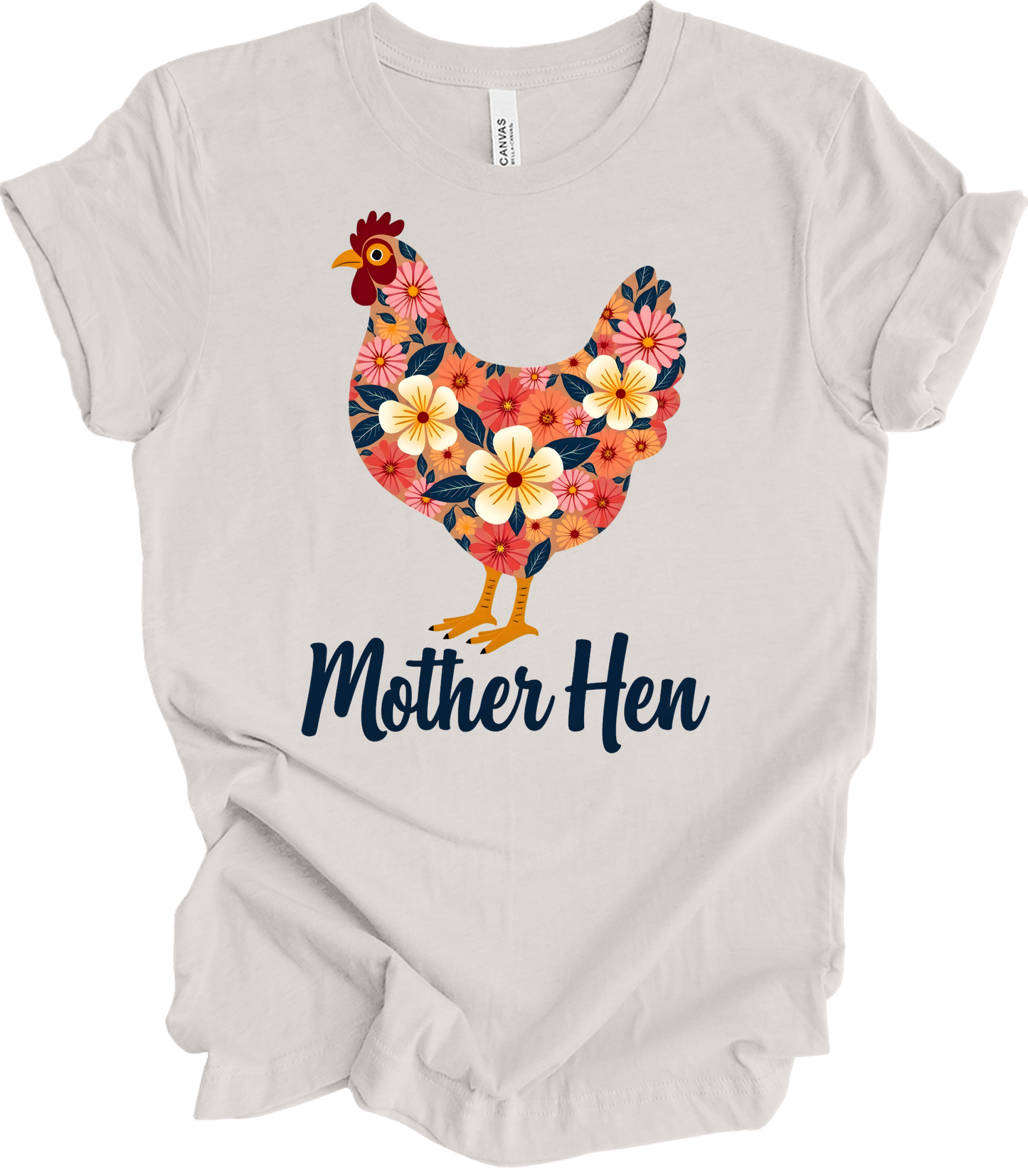 Floral Chicken - Mother Hen T-Shirt in Vintage White