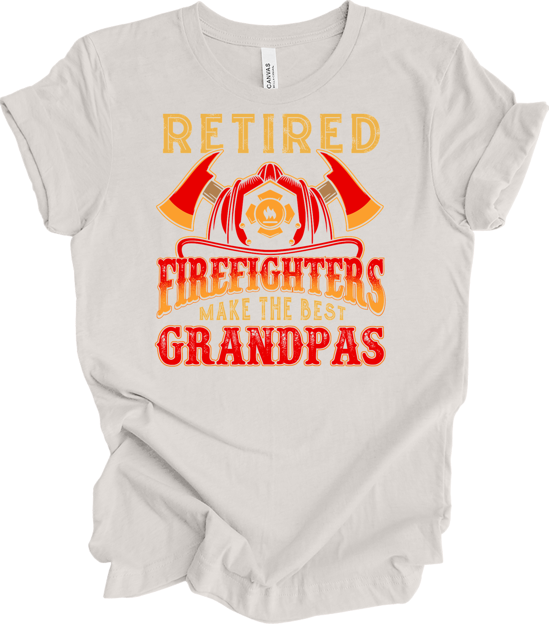Retired Firefighter Grandpa T-Shirt in Vintage White
