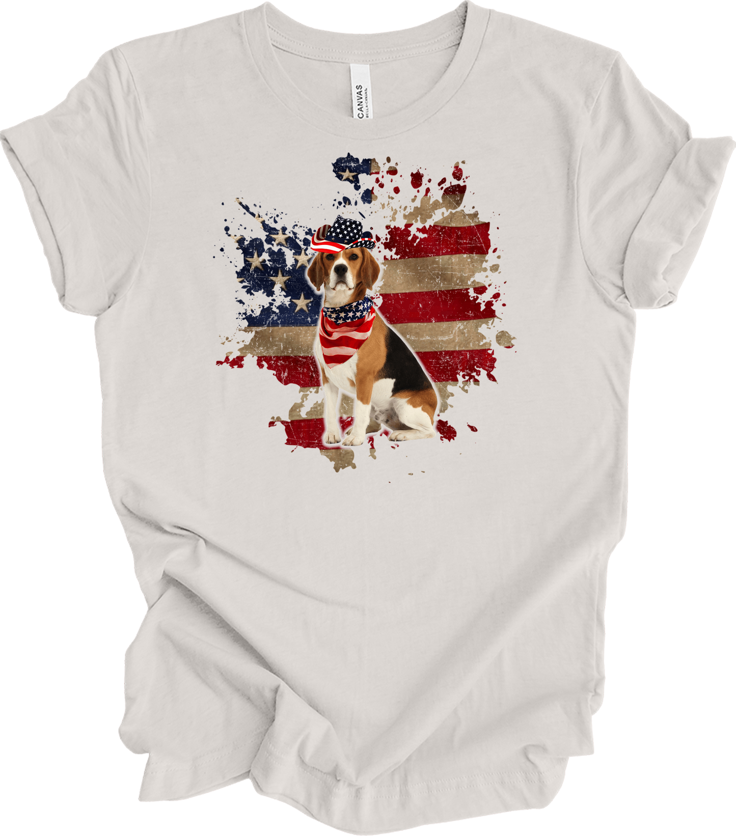 Beagle 4th of July T-Shirt in Vintage White