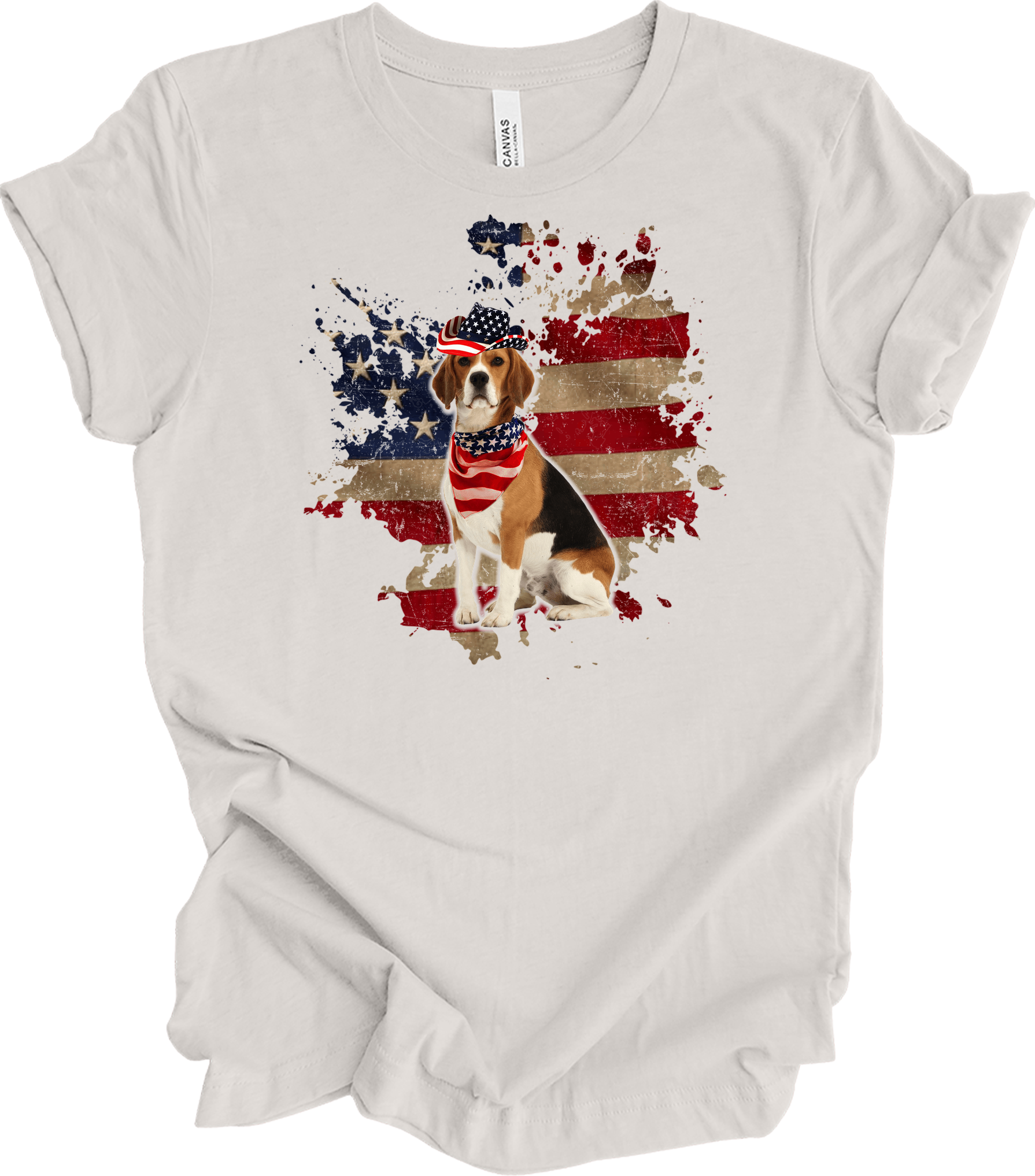 Beagle 4th of July T-Shirt in Vintage White