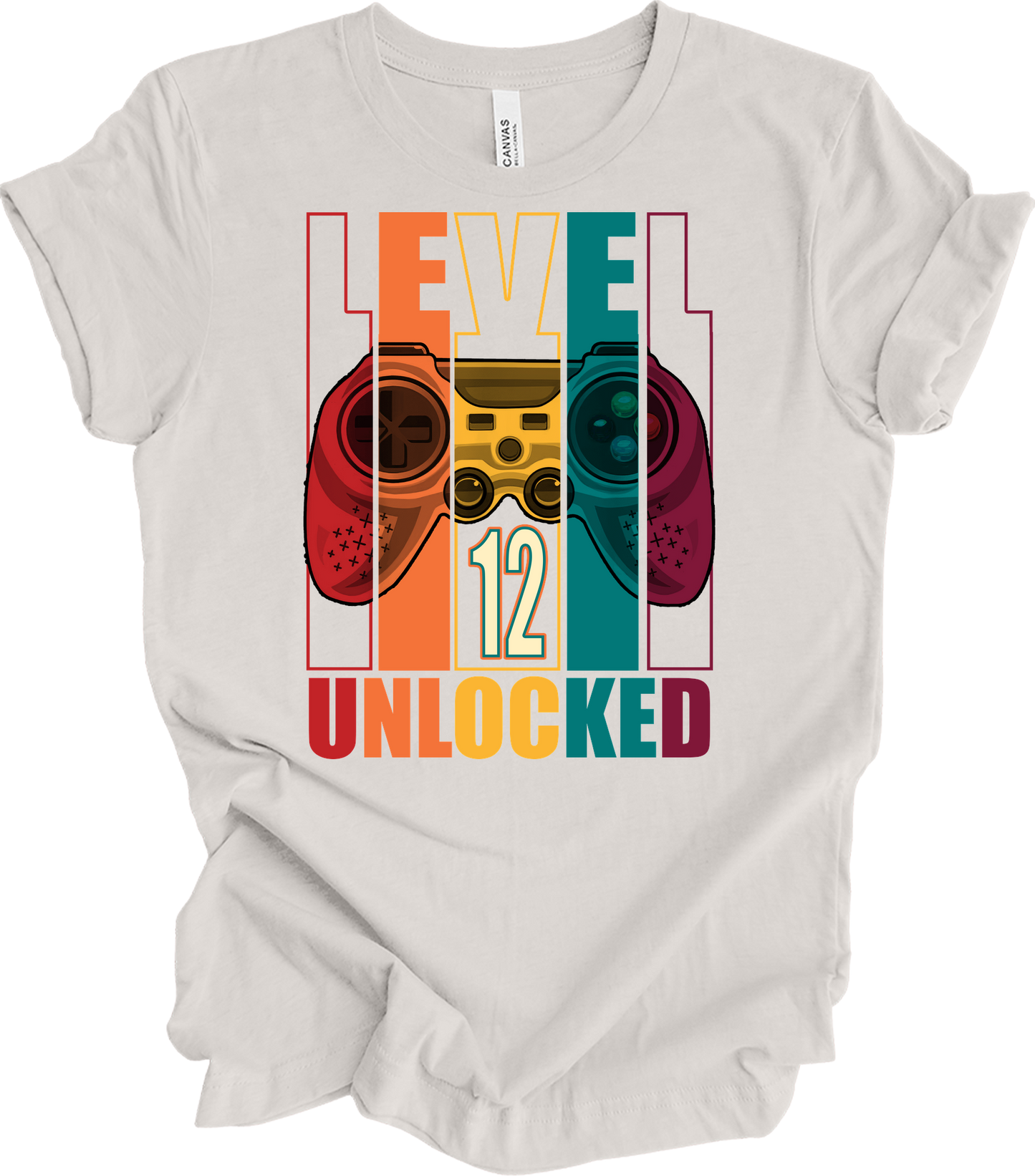 Level 12 Unlocked Gamer T-Shirt in Vintage White