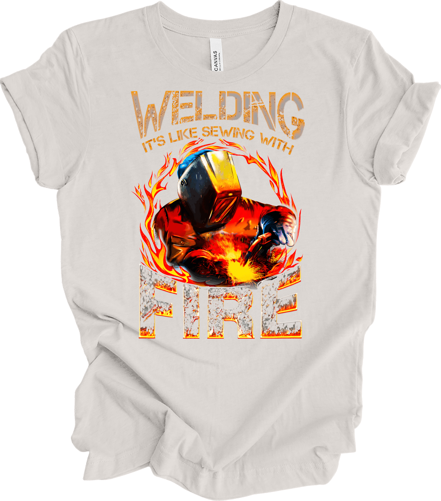 Welding: Sewing with Fire T-Shirt in Vintage White