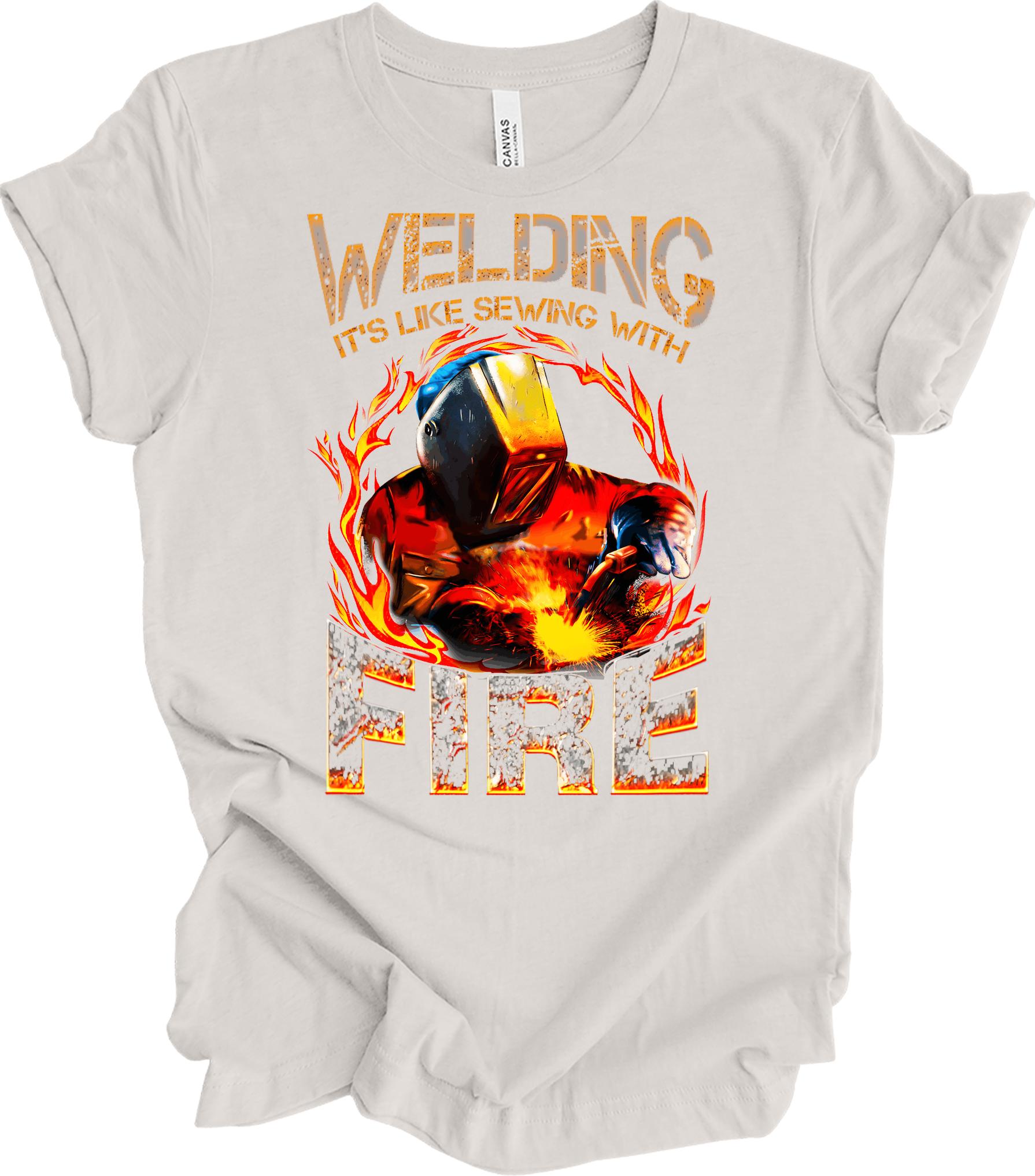 Welding: Sewing with Fire T-Shirt in Vintage White