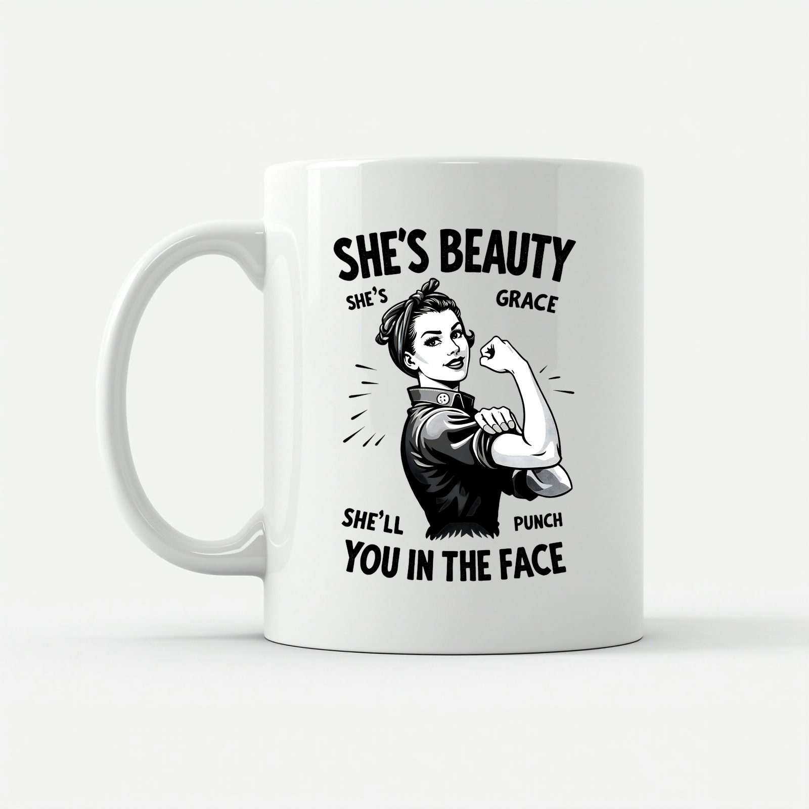 Beauty Grace Punch Face Mug in White