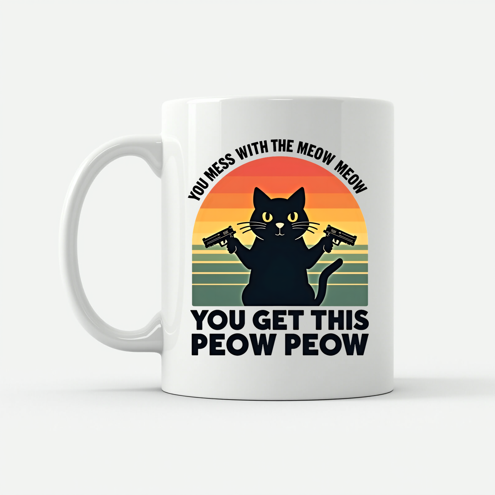 Meow Meow Peow Peow Cat Mug in White