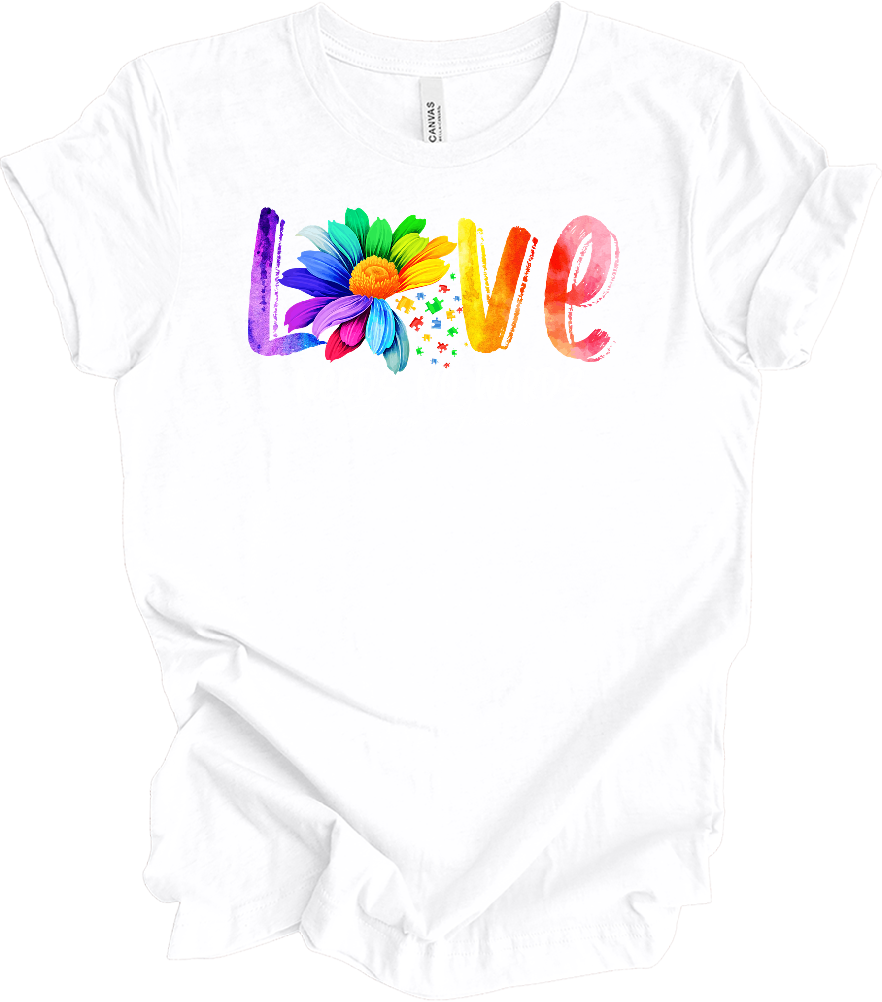 Love Needs No Words Autism T-Shirt in White