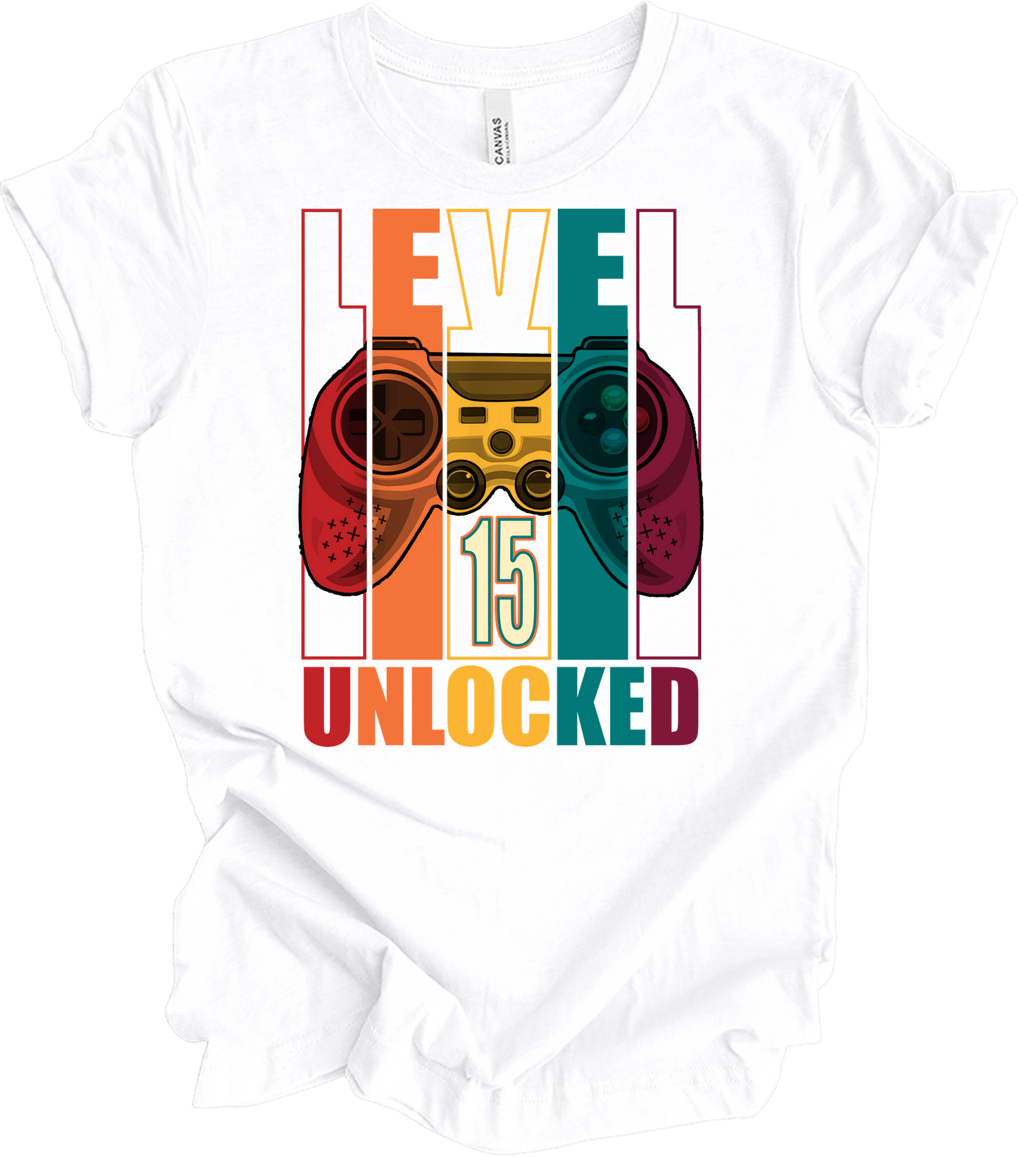Level 15 Unlocked Gamer T-Shirt in White