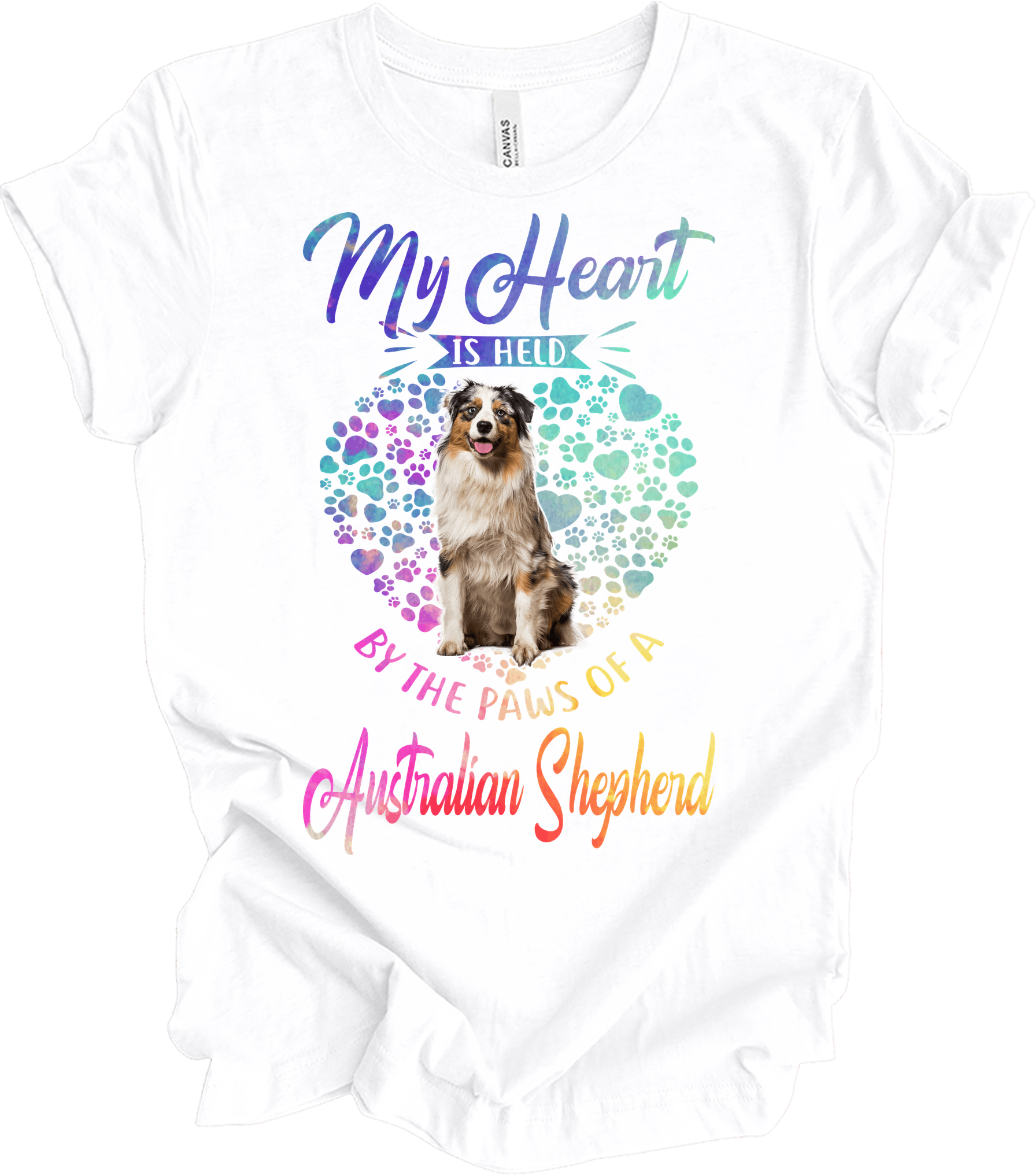Australian Shepherd Paws Heart - Saint Bernard Dog Lover Gift T-Shirt in White