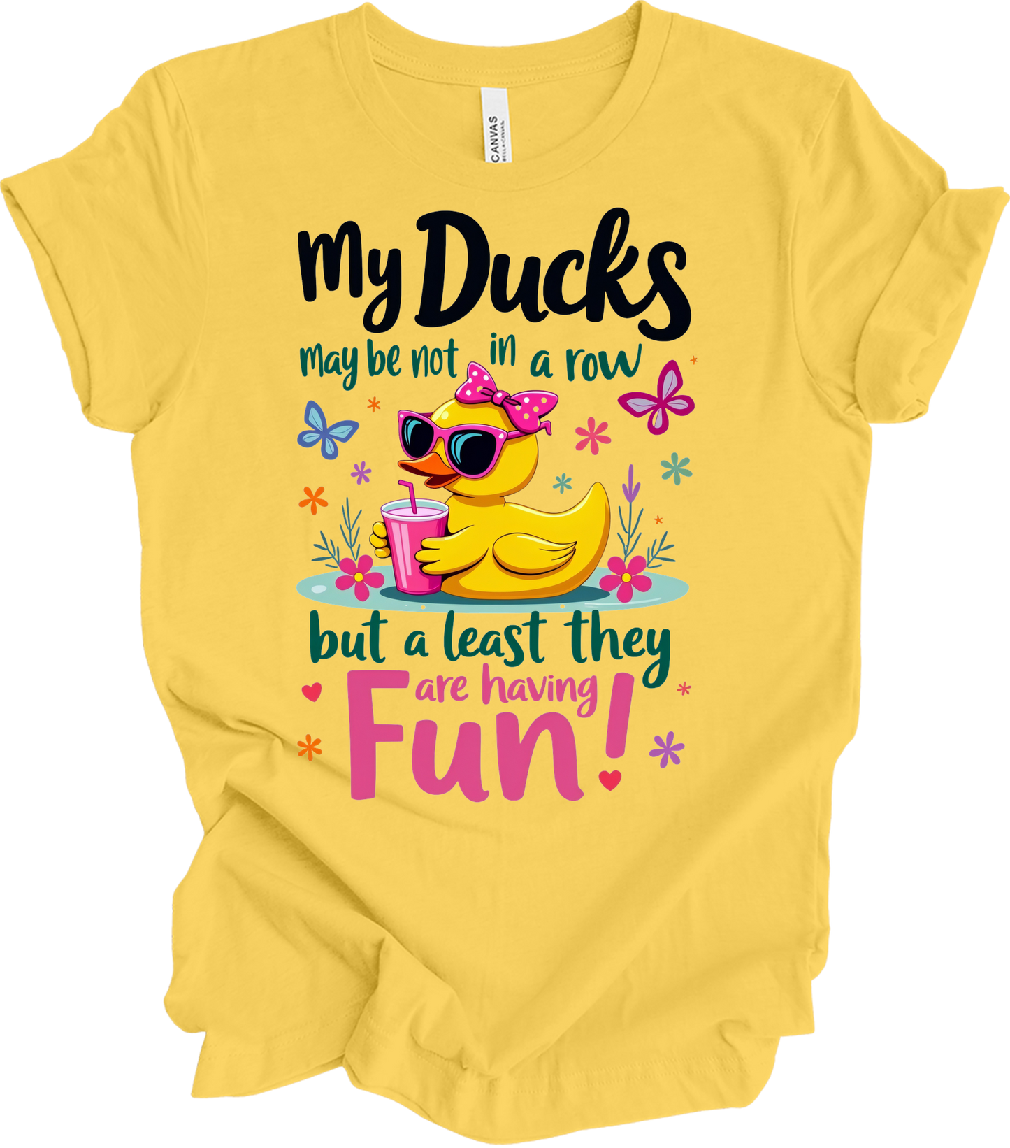 Ducks Not in a Row Fun T-Shirt in Yellow