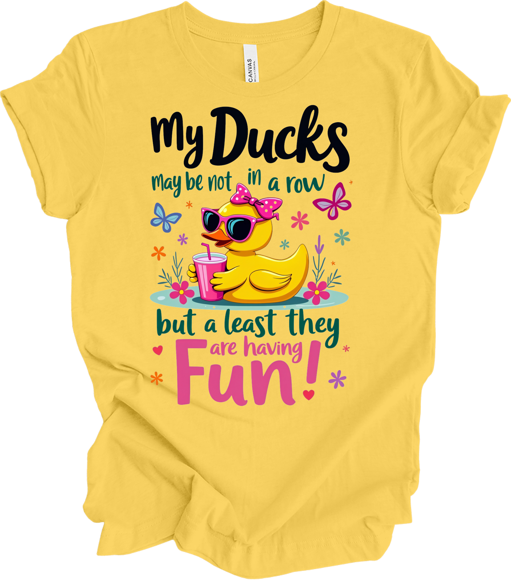 Ducks Not in a Row Fun T-Shirt in Yellow