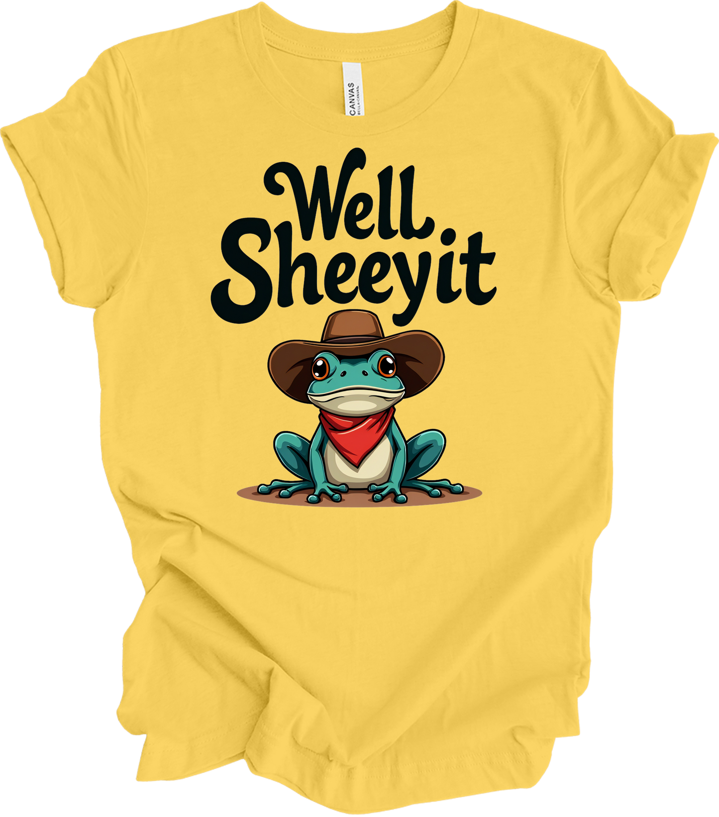 Cowboy Frog Meme T-Shirt in Yellow