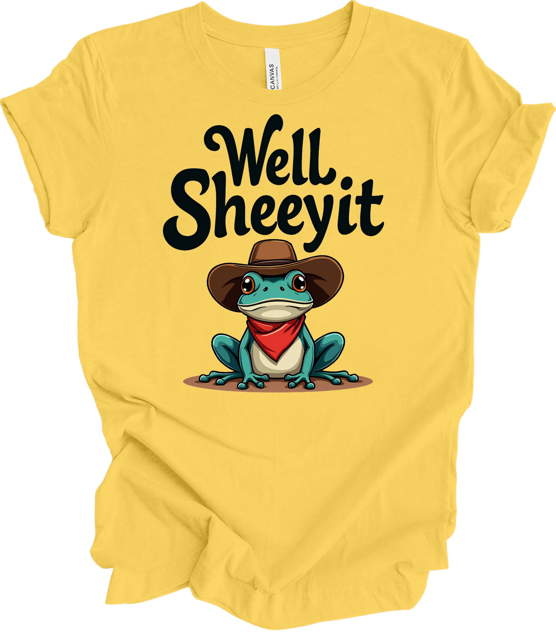 Cowboy Frog Meme T-Shirt in Yellow